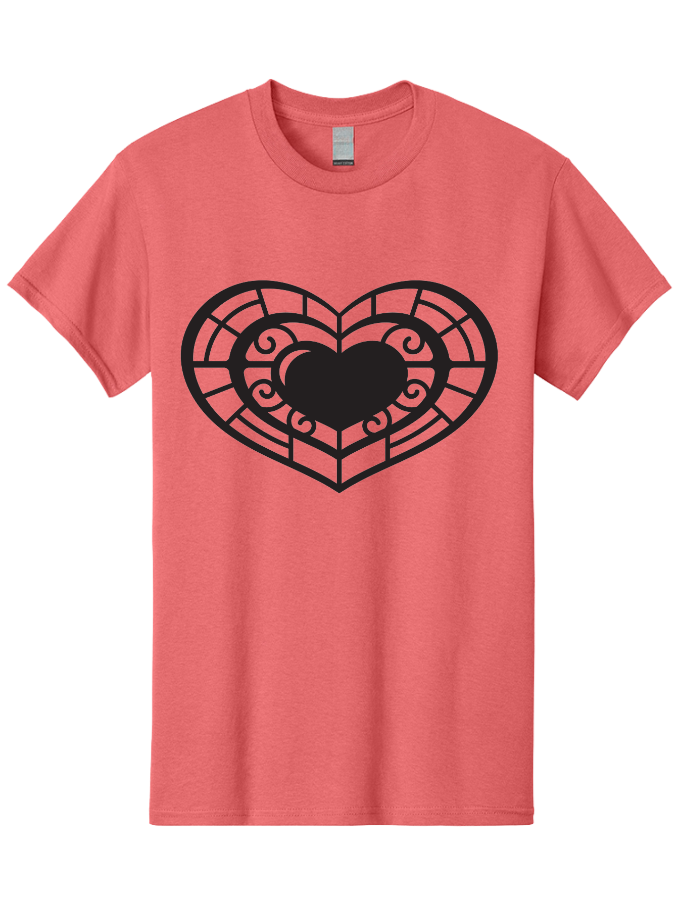 Heart-Design Men'S Graphic Tee, 100% Cotton, Comfortable Casual Summer Wear, Machine Washable, Stained Glass Heart, Decorative Heart, Intricate Design, Heart Silhouette, Ornate Pattern, Swirling Shapes, Love Symbol, Valentines Day Aab274