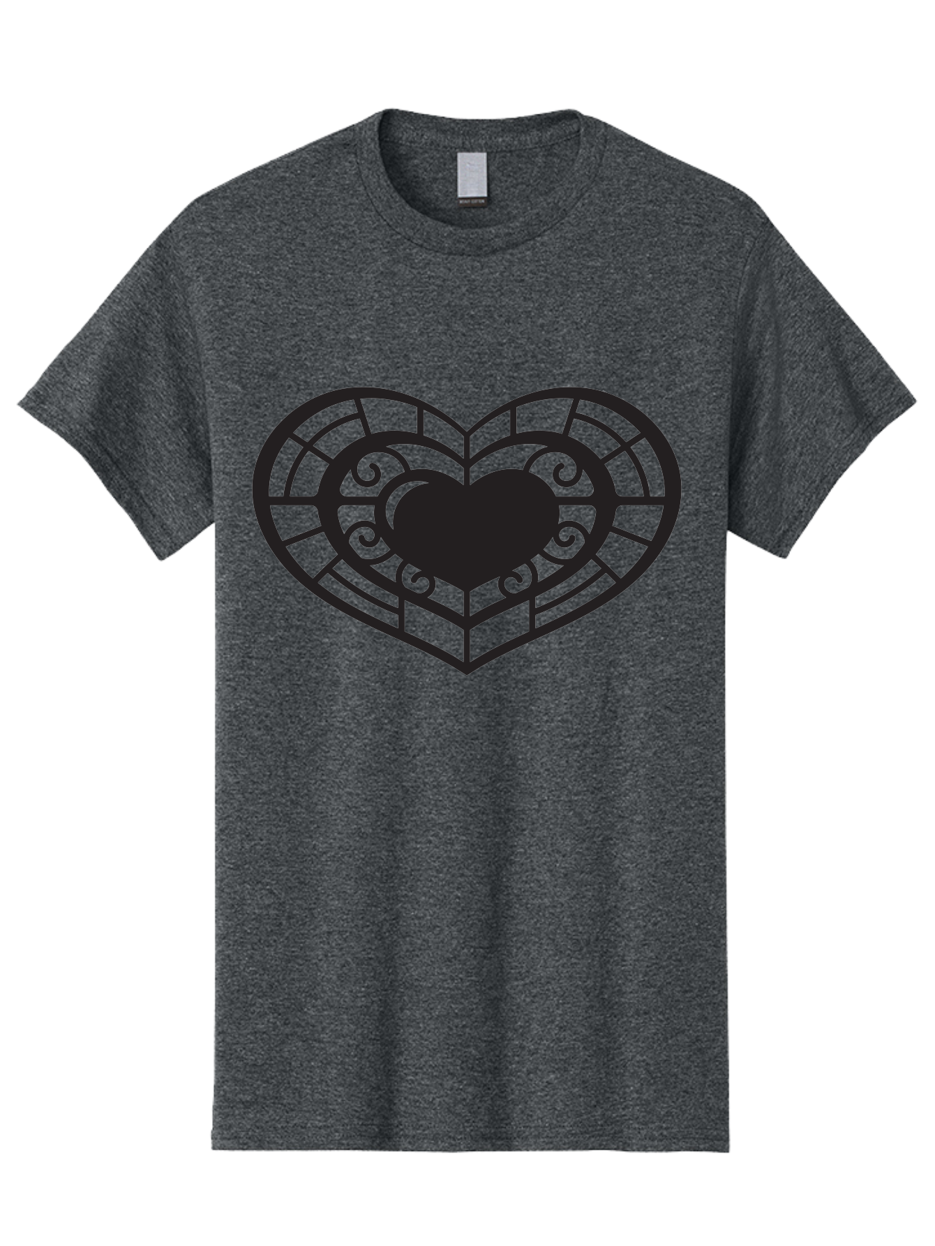 Heart-Design Men'S Graphic Tee, 100% Cotton, Comfortable Casual Summer Wear, Machine Washable, Stained Glass Heart, Decorative Heart, Intricate Design, Heart Silhouette, Ornate Pattern, Swirling Shapes, Love Symbol, Valentines Day Aab274