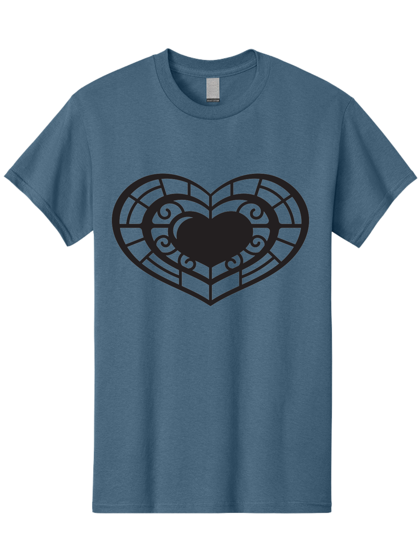 Heart-Design Men'S Graphic Tee, 100% Cotton, Comfortable Casual Summer Wear, Machine Washable, Stained Glass Heart, Decorative Heart, Intricate Design, Heart Silhouette, Ornate Pattern, Swirling Shapes, Love Symbol, Valentines Day Aab274