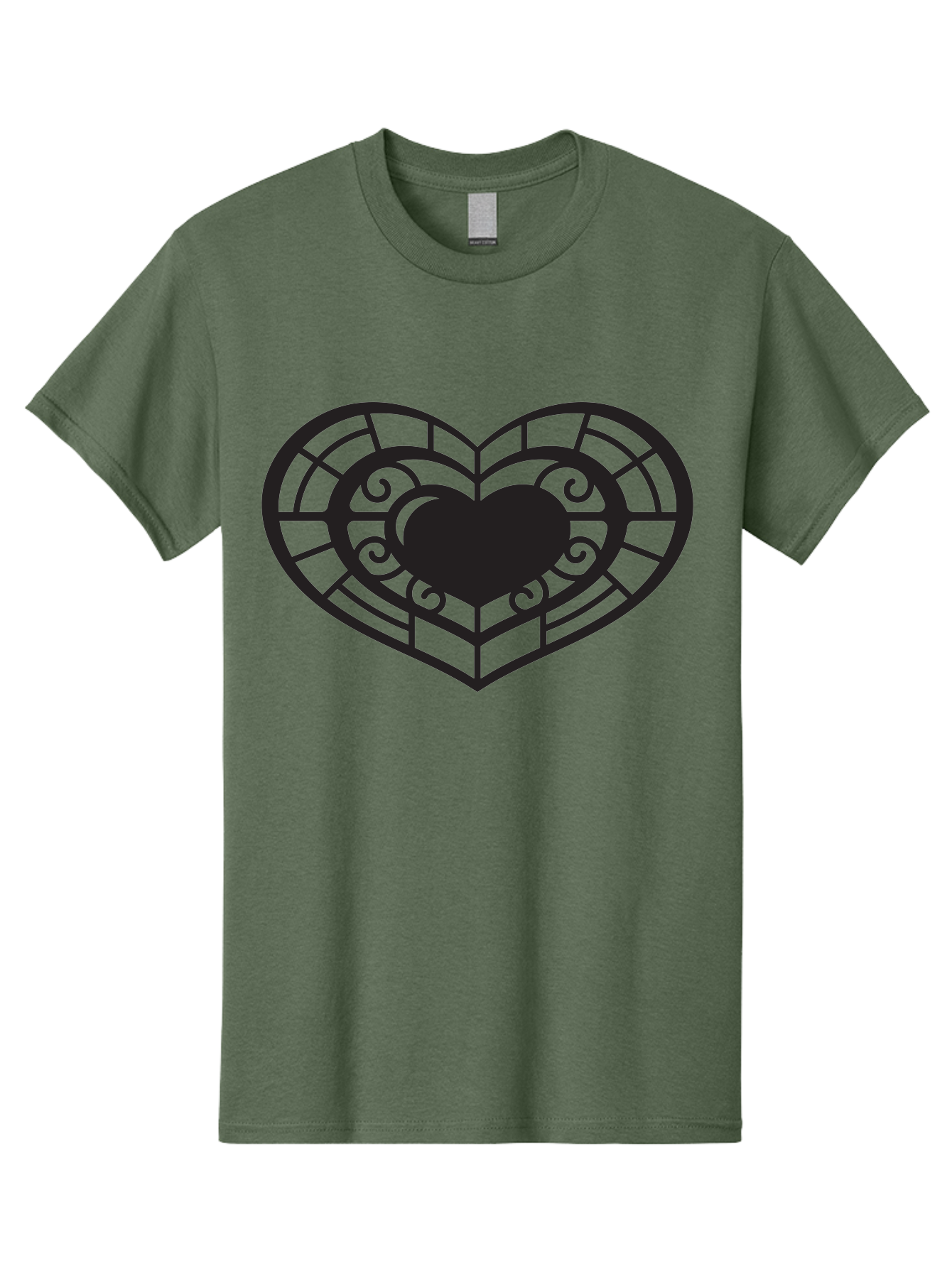 Heart-Design Men'S Graphic Tee, 100% Cotton, Comfortable Casual Summer Wear, Machine Washable, Stained Glass Heart, Decorative Heart, Intricate Design, Heart Silhouette, Ornate Pattern, Swirling Shapes, Love Symbol, Valentines Day Aab274