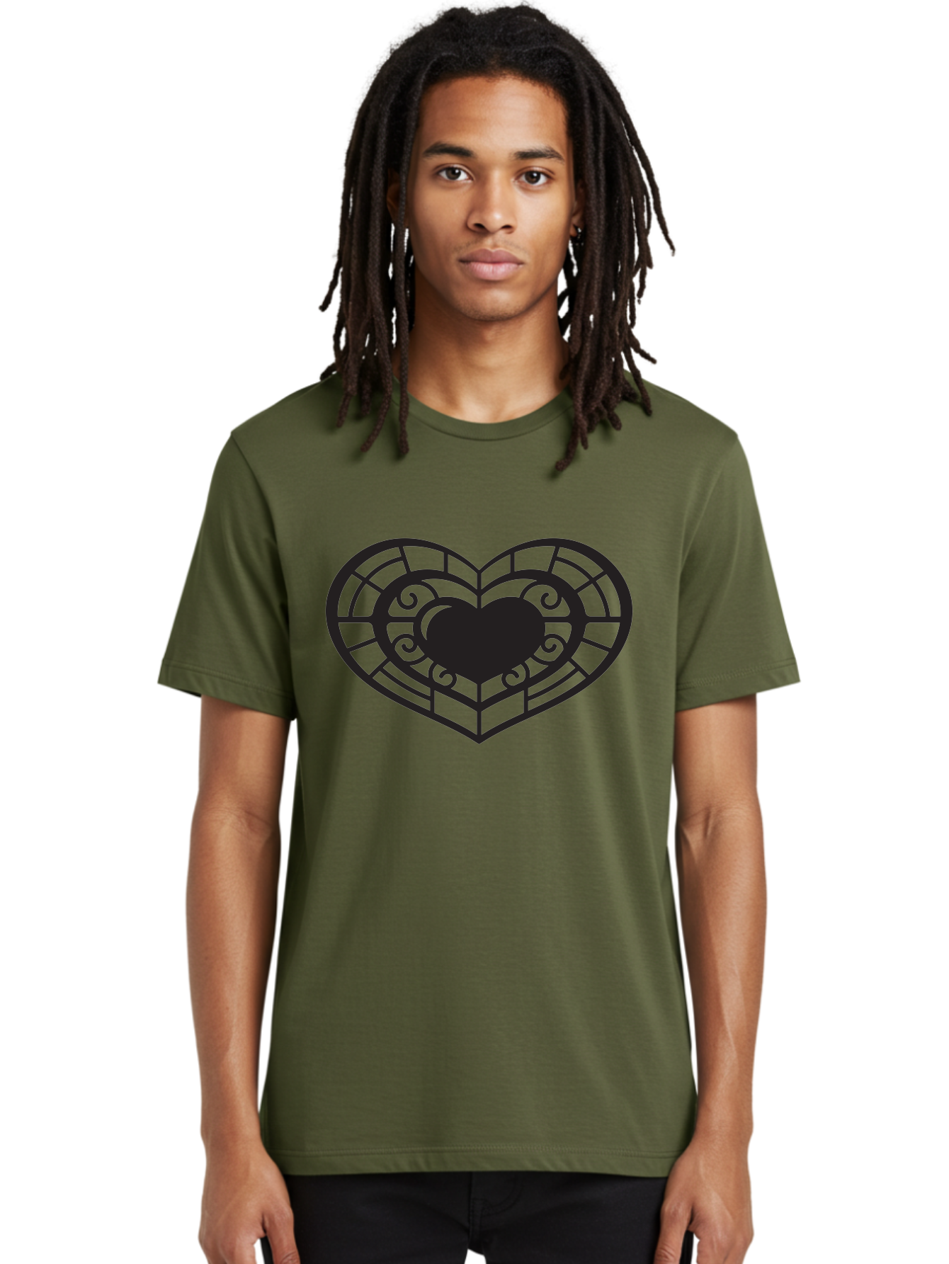 Heart-Design Men'S Graphic Tee, 100% Cotton, Comfortable Casual Summer Wear, Machine Washable, Stained Glass Heart, Decorative Heart, Intricate Design, Heart Silhouette, Ornate Pattern, Swirling Shapes, Love Symbol, Valentines Day Aab274