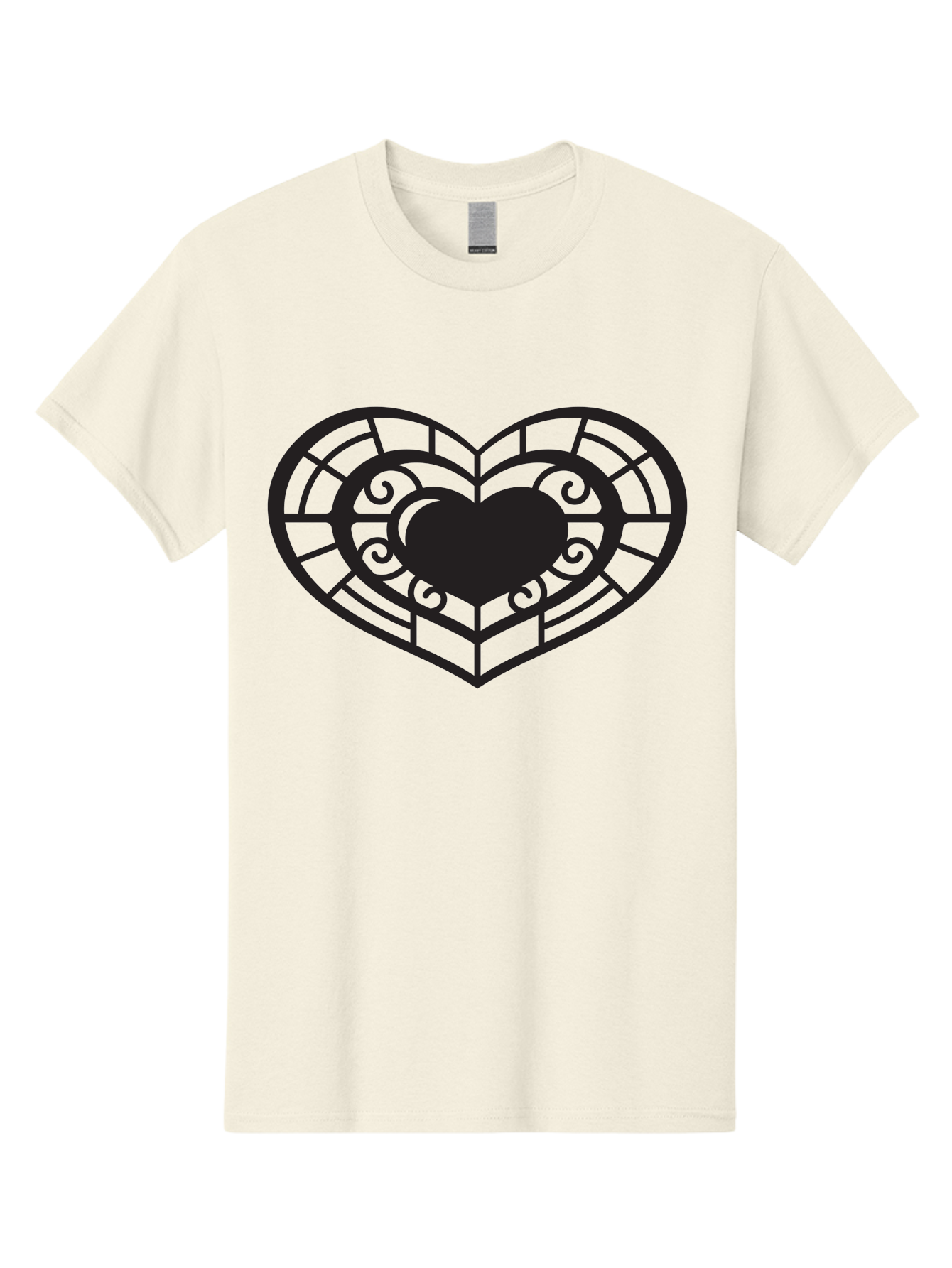 Heart-Design Men'S Graphic Tee, 100% Cotton, Comfortable Casual Summer Wear, Machine Washable, Stained Glass Heart, Decorative Heart, Intricate Design, Heart Silhouette, Ornate Pattern, Swirling Shapes, Love Symbol, Valentines Day Aab274