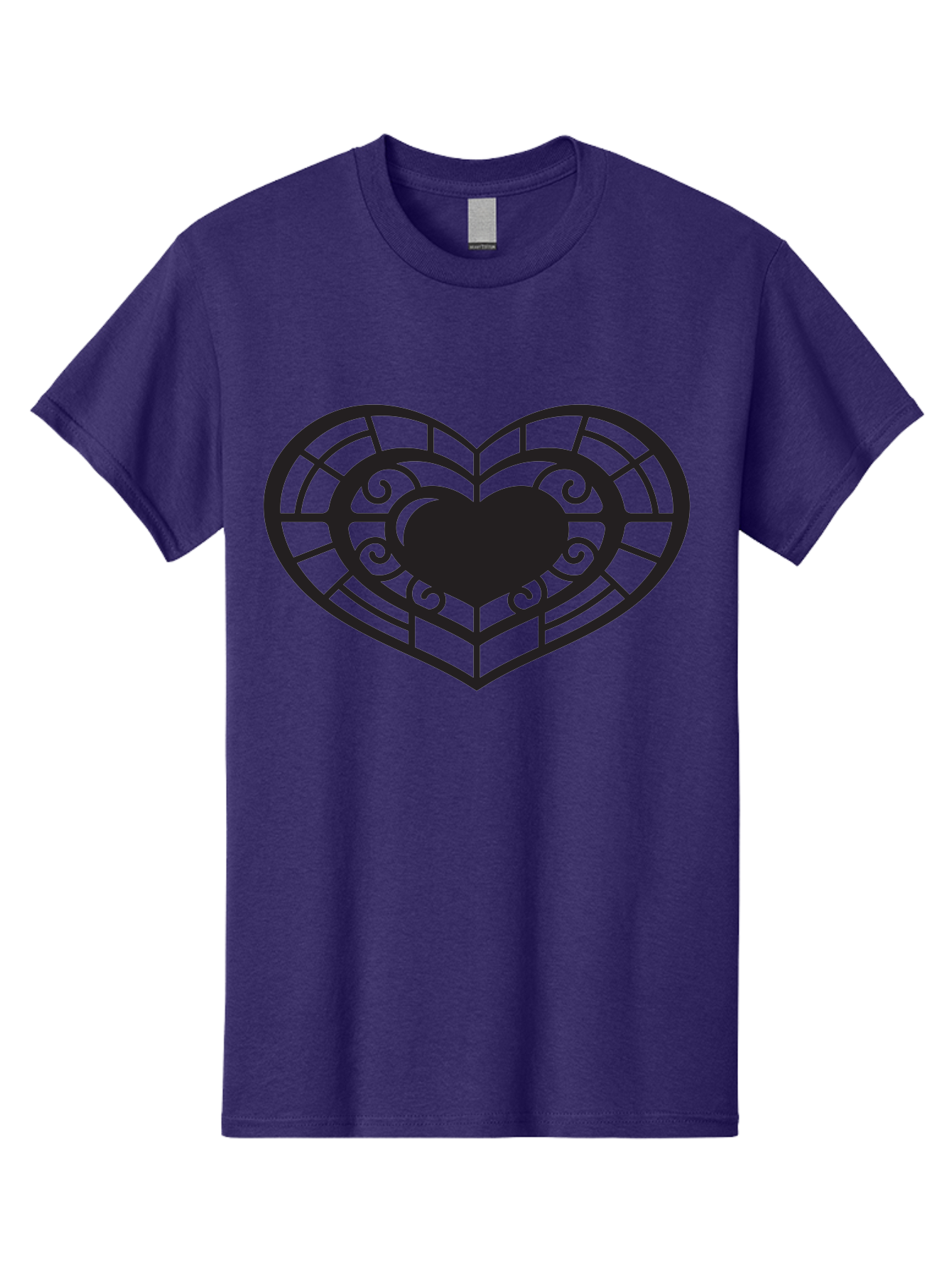 Heart-Design Men'S Graphic Tee, 100% Cotton, Comfortable Casual Summer Wear, Machine Washable, Stained Glass Heart, Decorative Heart, Intricate Design, Heart Silhouette, Ornate Pattern, Swirling Shapes, Love Symbol, Valentines Day Aab274