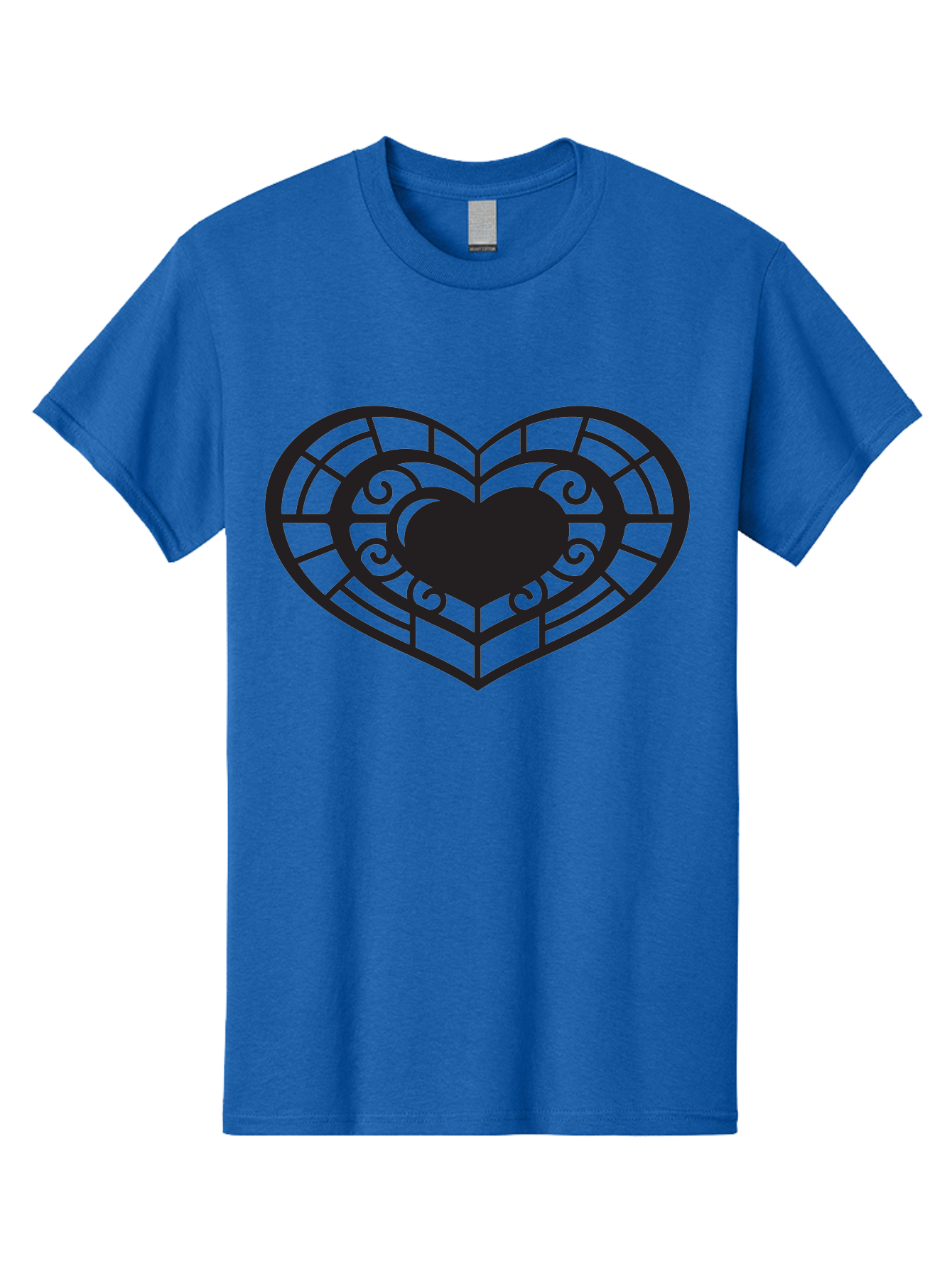 Heart-Design Men'S Graphic Tee, 100% Cotton, Comfortable Casual Summer Wear, Machine Washable, Stained Glass Heart, Decorative Heart, Intricate Design, Heart Silhouette, Ornate Pattern, Swirling Shapes, Love Symbol, Valentines Day Aab274