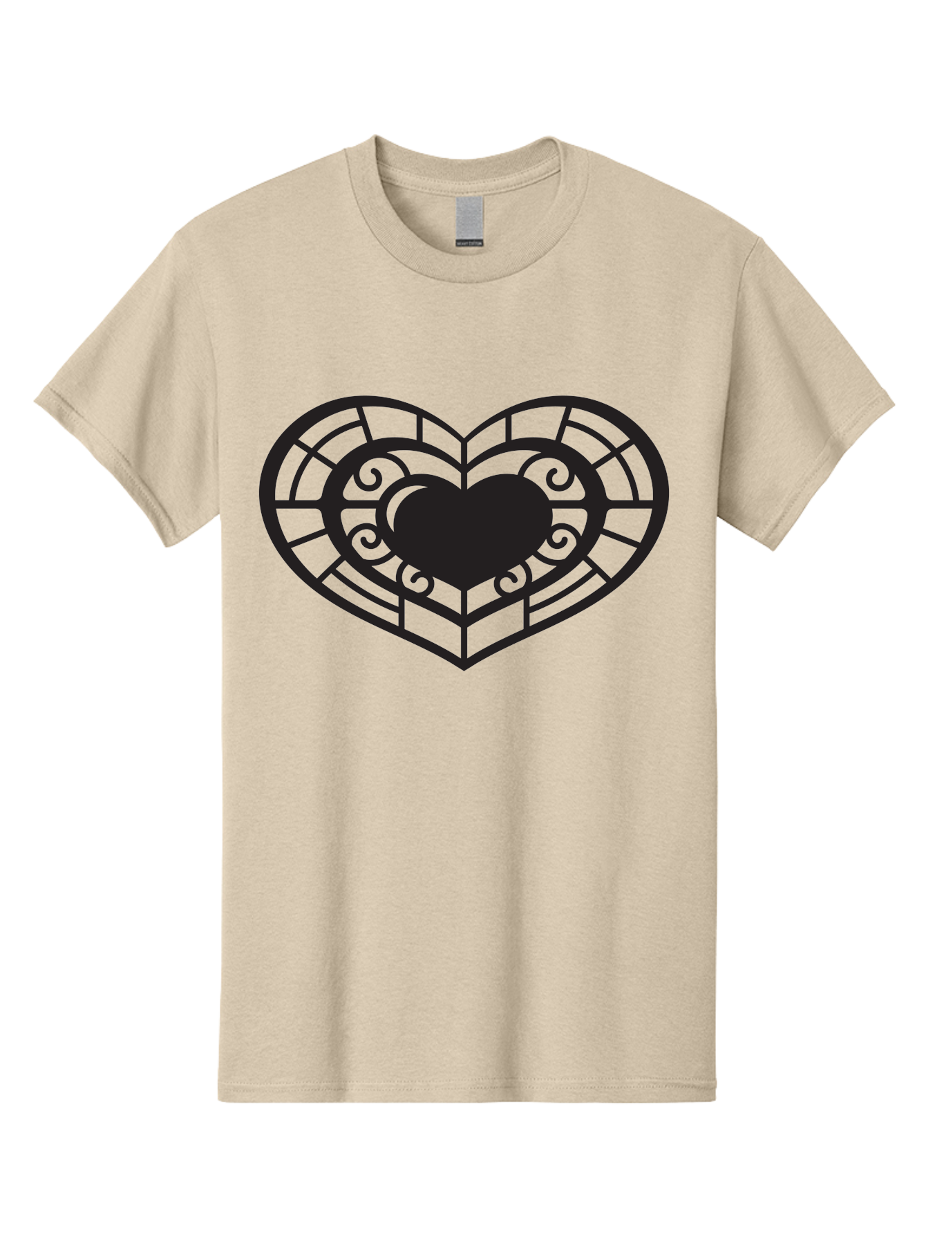 Heart-Design Men'S Graphic Tee, 100% Cotton, Comfortable Casual Summer Wear, Machine Washable, Stained Glass Heart, Decorative Heart, Intricate Design, Heart Silhouette, Ornate Pattern, Swirling Shapes, Love Symbol, Valentines Day Aab274