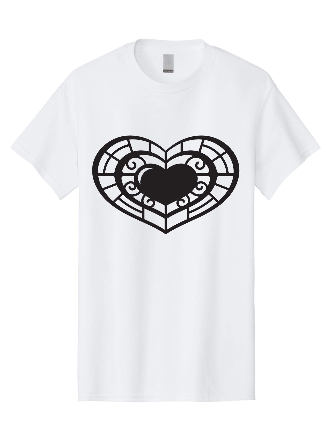 Heart-Design Men'S Graphic Tee, 100% Cotton, Comfortable Casual Summer Wear, Machine Washable, Stained Glass Heart, Decorative Heart, Intricate Design, Heart Silhouette, Ornate Pattern, Swirling Shapes, Love Symbol, Valentines Day Aab274