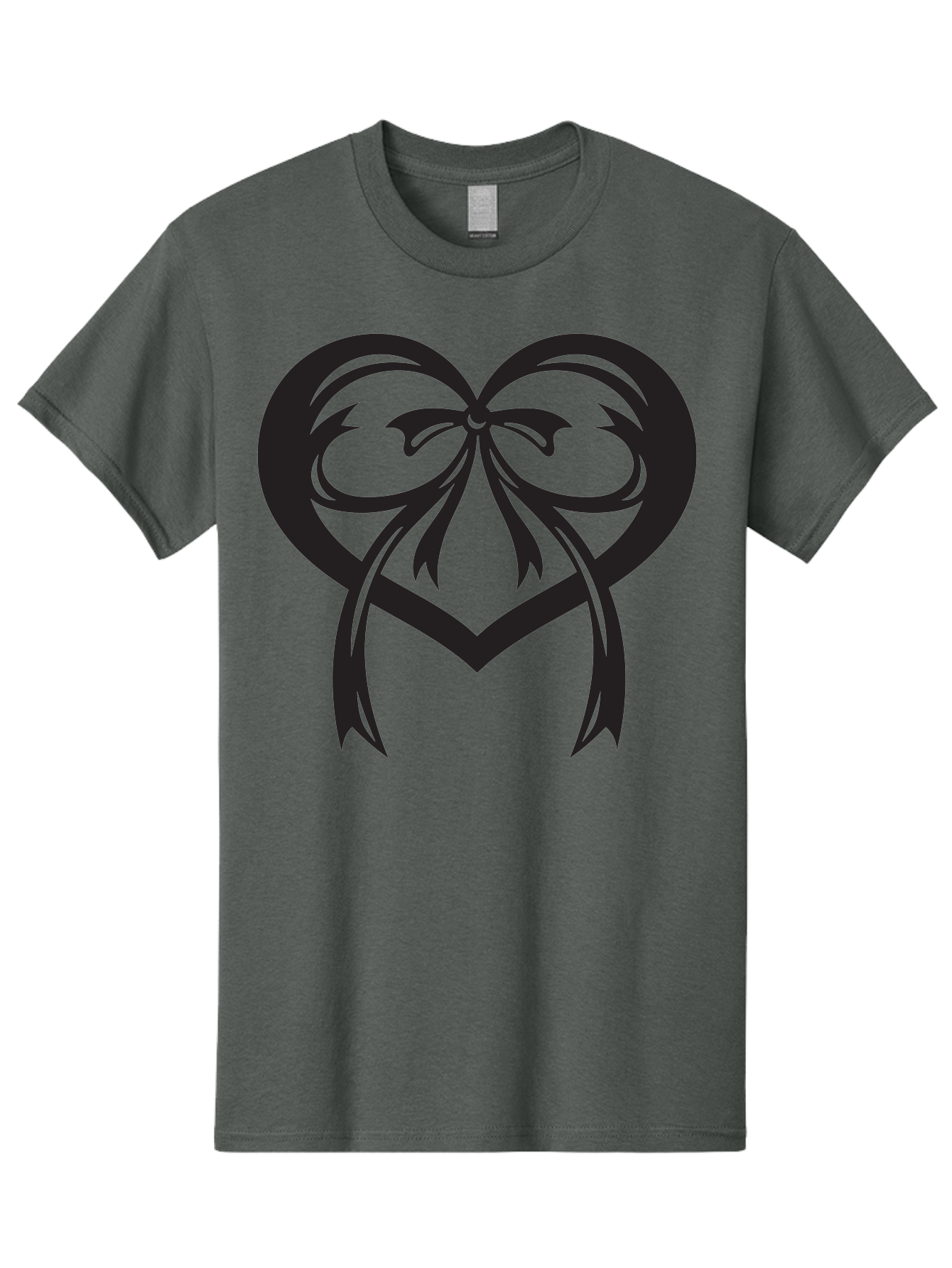 Heart-Graphic Men'S Graphic Tee, 100% Cotton, Comfortable Casual Summer Wear, Machine Washable, Heart Shape, Ribbon Bow, Heart Symbol, Love Sign, Valentine'S Day, Decorative Heart, Black Silhouette, Ribbon Design, Heart Decoration Aab276