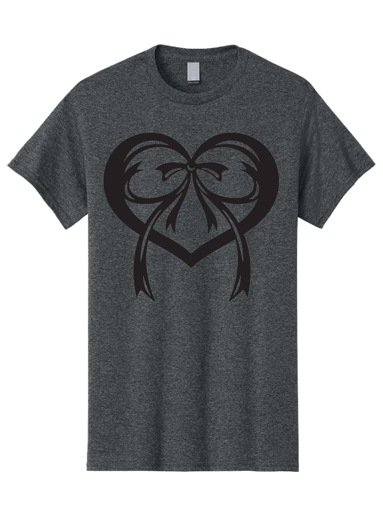 Heart-Graphic Men'S Graphic Tee, 100% Cotton, Comfortable Casual Summer Wear, Machine Washable, Heart Shape, Ribbon Bow, Heart Symbol, Love Sign, Valentine'S Day, Decorative Heart, Black Silhouette, Ribbon Design, Heart Decoration Aab276