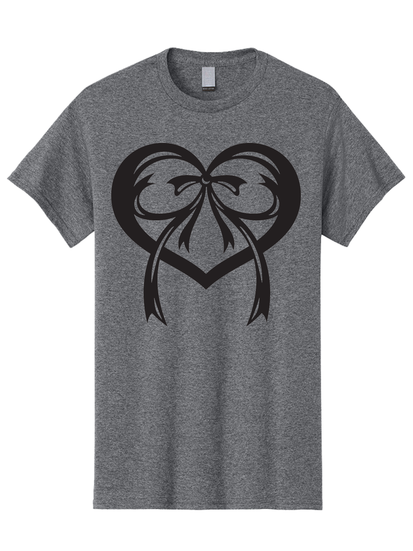 Heart-Graphic Men'S Graphic Tee, 100% Cotton, Comfortable Casual Summer Wear, Machine Washable, Heart Shape, Ribbon Bow, Heart Symbol, Love Sign, Valentine'S Day, Decorative Heart, Black Silhouette, Ribbon Design, Heart Decoration Aab276