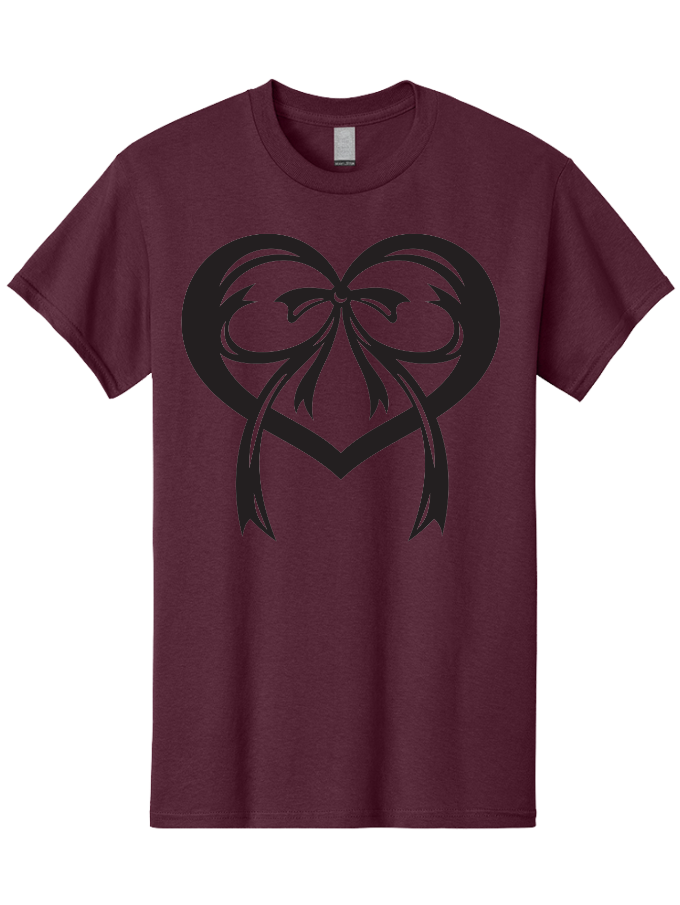 Heart-Graphic Men'S Graphic Tee, 100% Cotton, Comfortable Casual Summer Wear, Machine Washable, Heart Shape, Ribbon Bow, Heart Symbol, Love Sign, Valentine'S Day, Decorative Heart, Black Silhouette, Ribbon Design, Heart Decoration Aab276