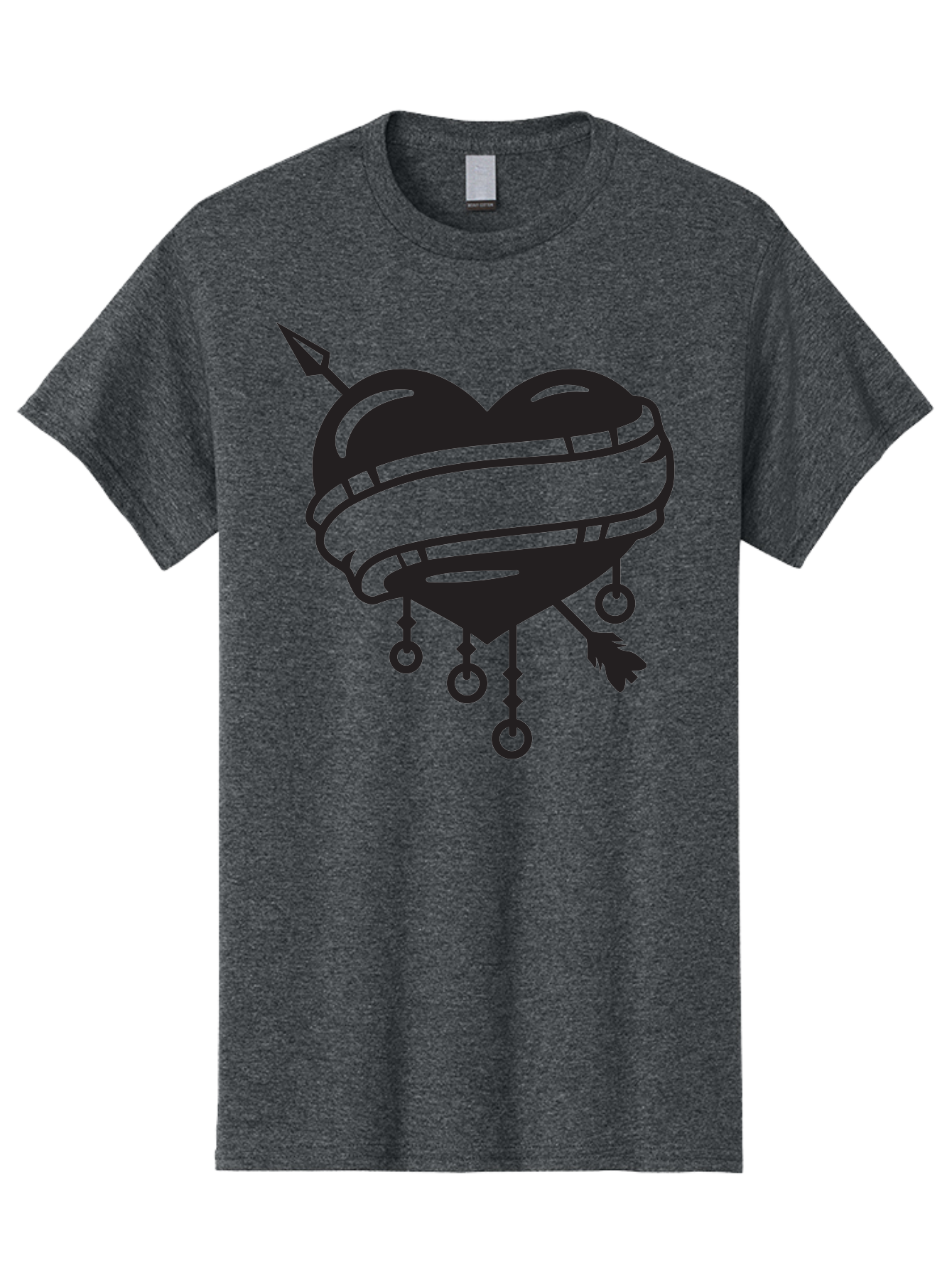 Heart-With-Arrow Men'S Graphic Tee, 100% Cotton, Comfortable Casual Summer Wear, Machine Washable, Heart With Arrow, Bound Heart, Symbolic Heart, Tattoo Art, Heart Design, Symbolic Love, Heart With Bindings Aab277