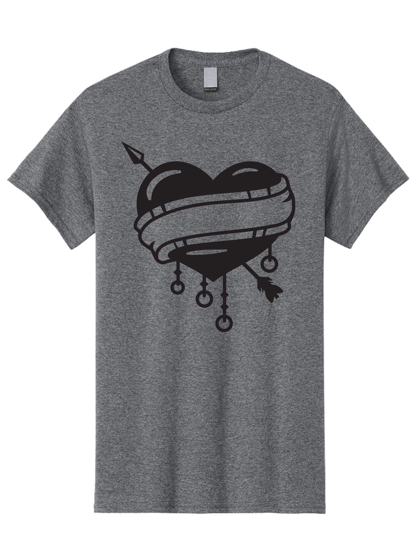 Heart-With-Arrow Men'S Graphic Tee, 100% Cotton, Comfortable Casual Summer Wear, Machine Washable, Heart With Arrow, Bound Heart, Symbolic Heart, Tattoo Art, Heart Design, Symbolic Love, Heart With Bindings Aab277
