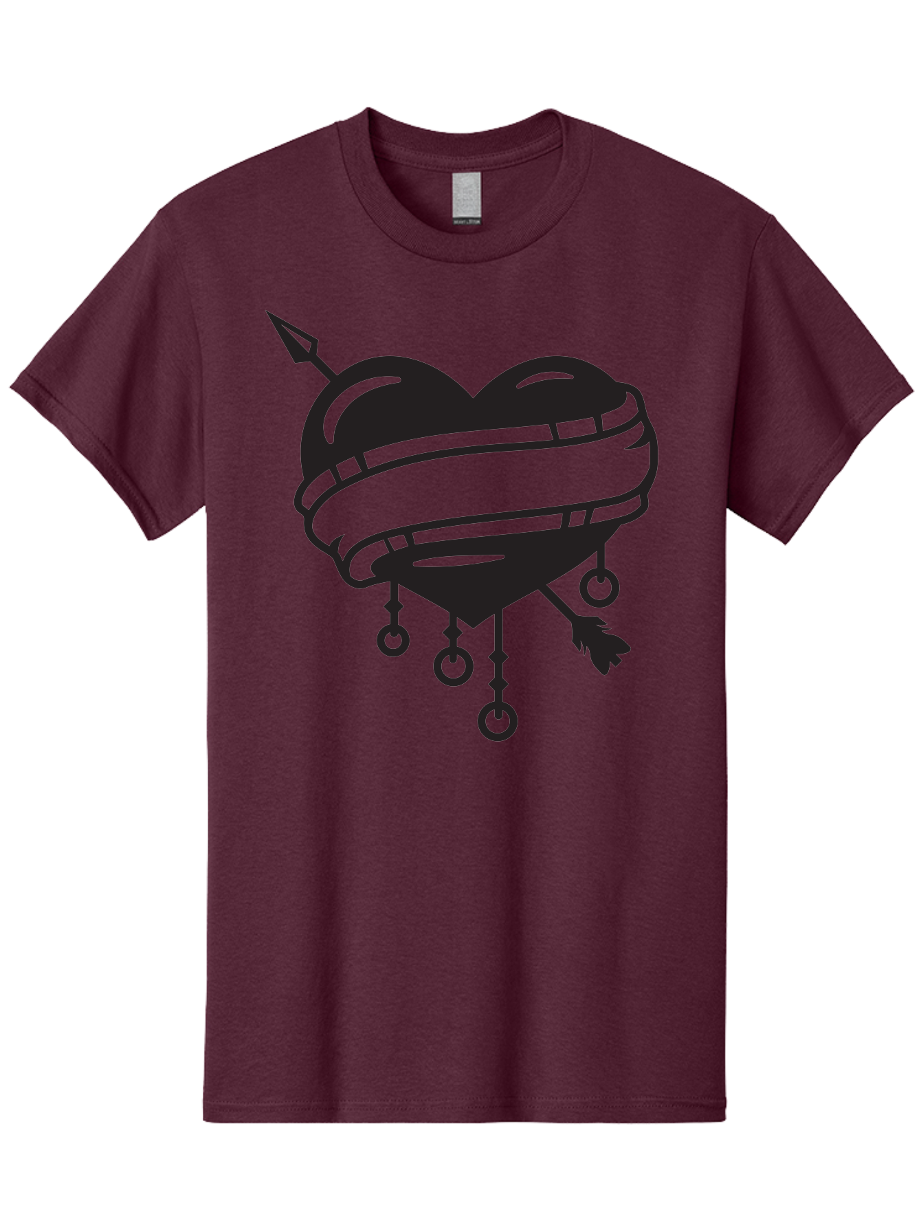 Heart-With-Arrow Men'S Graphic Tee, 100% Cotton, Comfortable Casual Summer Wear, Machine Washable, Heart With Arrow, Bound Heart, Symbolic Heart, Tattoo Art, Heart Design, Symbolic Love, Heart With Bindings Aab277