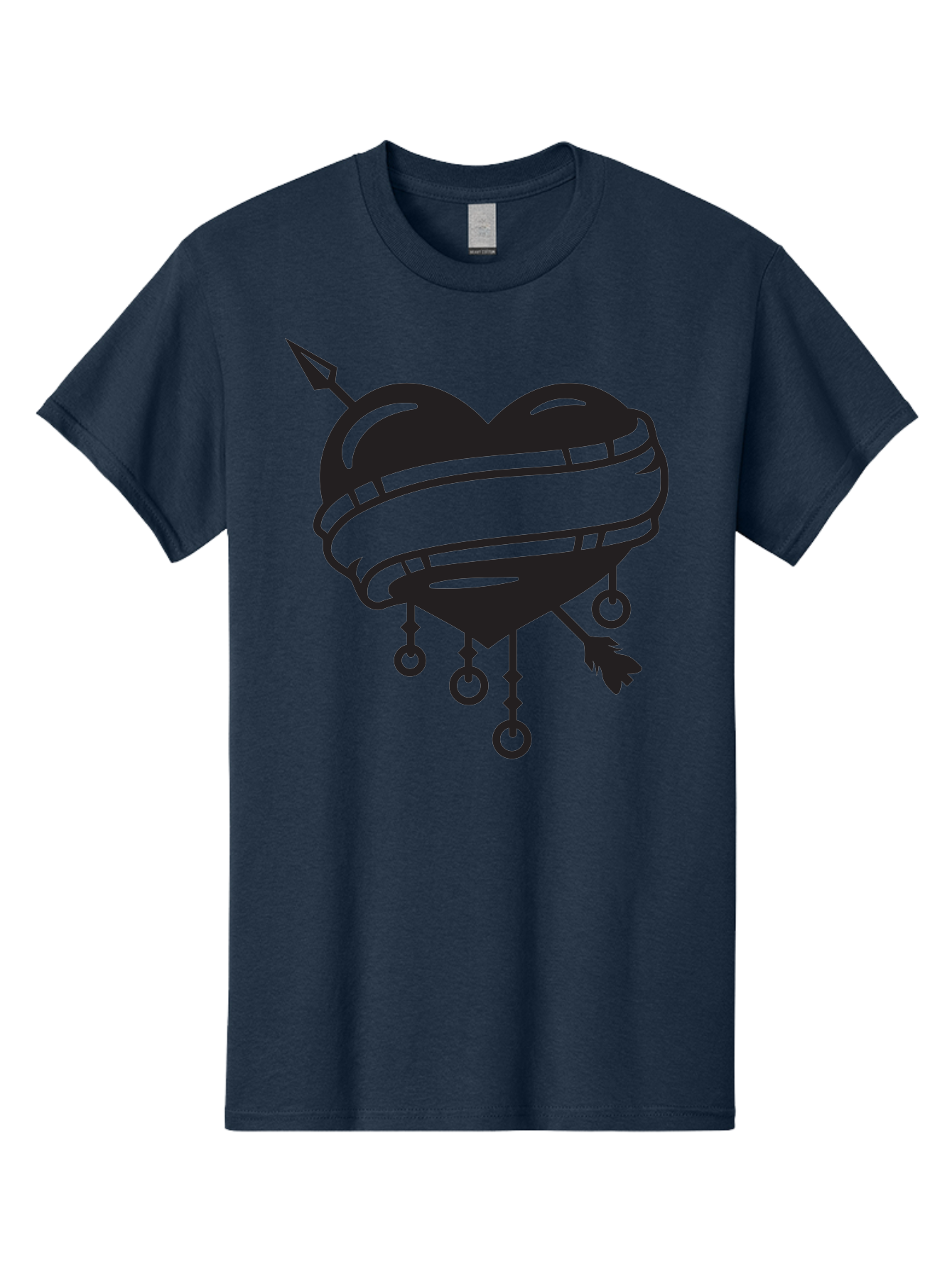 Heart-With-Arrow Men'S Graphic Tee, 100% Cotton, Comfortable Casual Summer Wear, Machine Washable, Heart With Arrow, Bound Heart, Symbolic Heart, Tattoo Art, Heart Design, Symbolic Love, Heart With Bindings Aab277