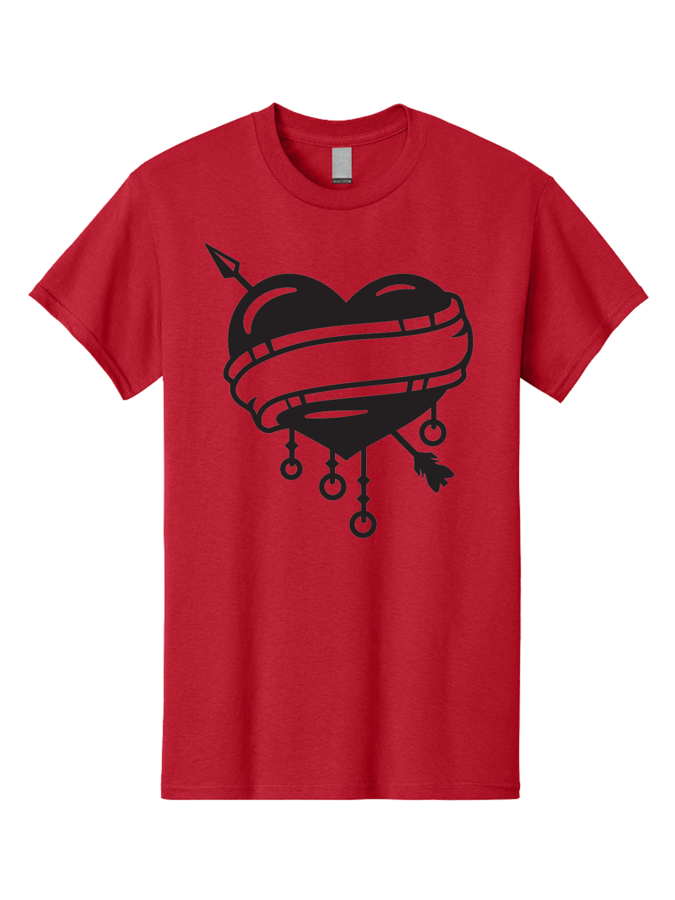 Heart-With-Arrow Men'S Graphic Tee, 100% Cotton, Comfortable Casual Summer Wear, Machine Washable, Heart With Arrow, Bound Heart, Symbolic Heart, Tattoo Art, Heart Design, Symbolic Love, Heart With Bindings Aab277