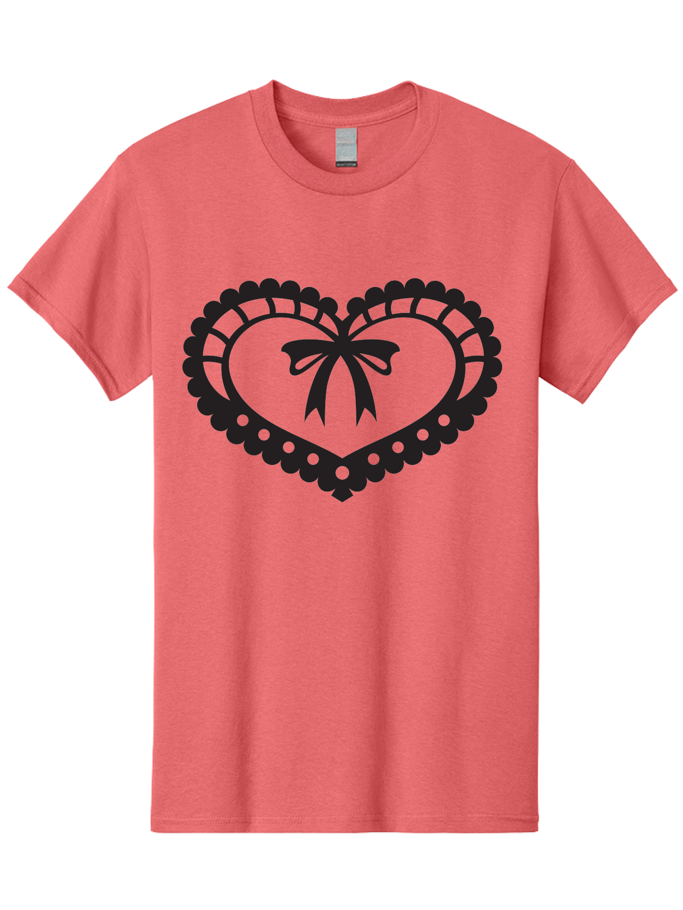 Heart-With-Bow-1 Men'S Graphic Tee, 100% Cotton, Comfortable Casual Summer Wear, Machine Washable, Heart Shape, Decorative Bow, Lace Details, Intricate Design, Love Symbol, Valentines Day, Heart Icon, Cute Graphic Aab278