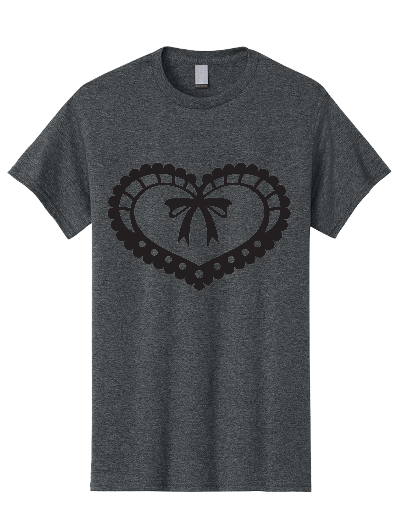 Heart-With-Bow-1 Men'S Graphic Tee, 100% Cotton, Comfortable Casual Summer Wear, Machine Washable, Heart Shape, Decorative Bow, Lace Details, Intricate Design, Love Symbol, Valentines Day, Heart Icon, Cute Graphic Aab278