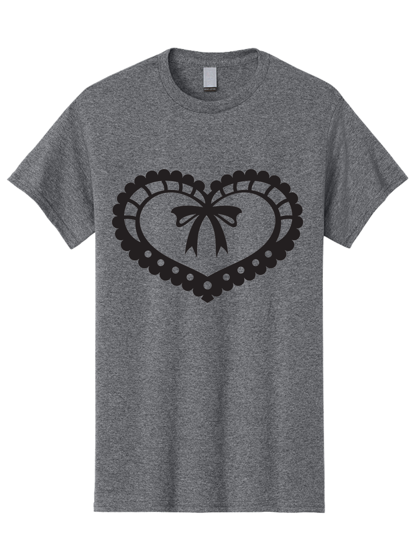 Heart-With-Bow-1 Men'S Graphic Tee, 100% Cotton, Comfortable Casual Summer Wear, Machine Washable, Heart Shape, Decorative Bow, Lace Details, Intricate Design, Love Symbol, Valentines Day, Heart Icon, Cute Graphic Aab278