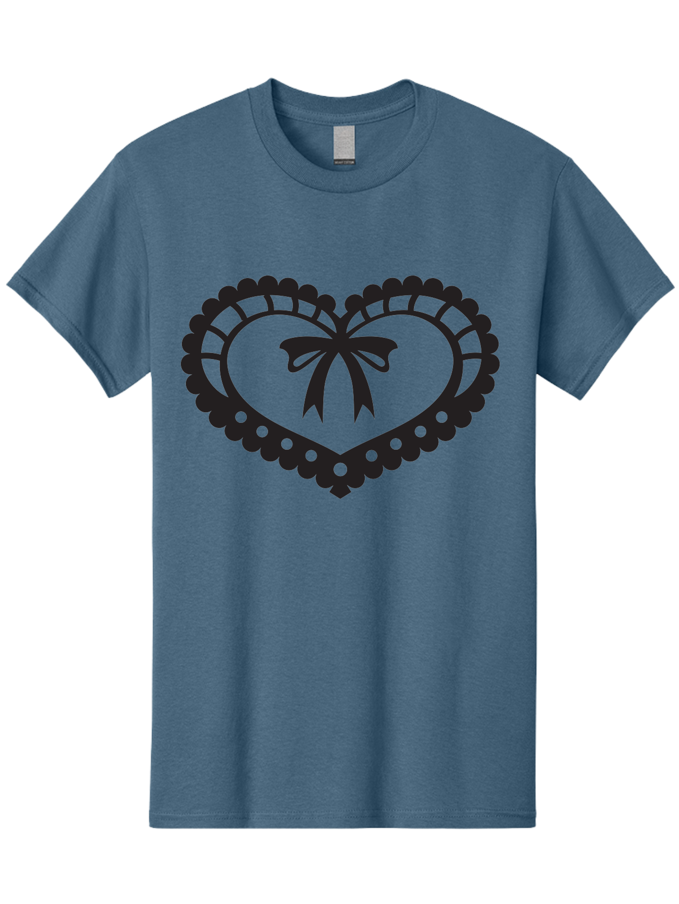 Heart-With-Bow-1 Men'S Graphic Tee, 100% Cotton, Comfortable Casual Summer Wear, Machine Washable, Heart Shape, Decorative Bow, Lace Details, Intricate Design, Love Symbol, Valentines Day, Heart Icon, Cute Graphic Aab278
