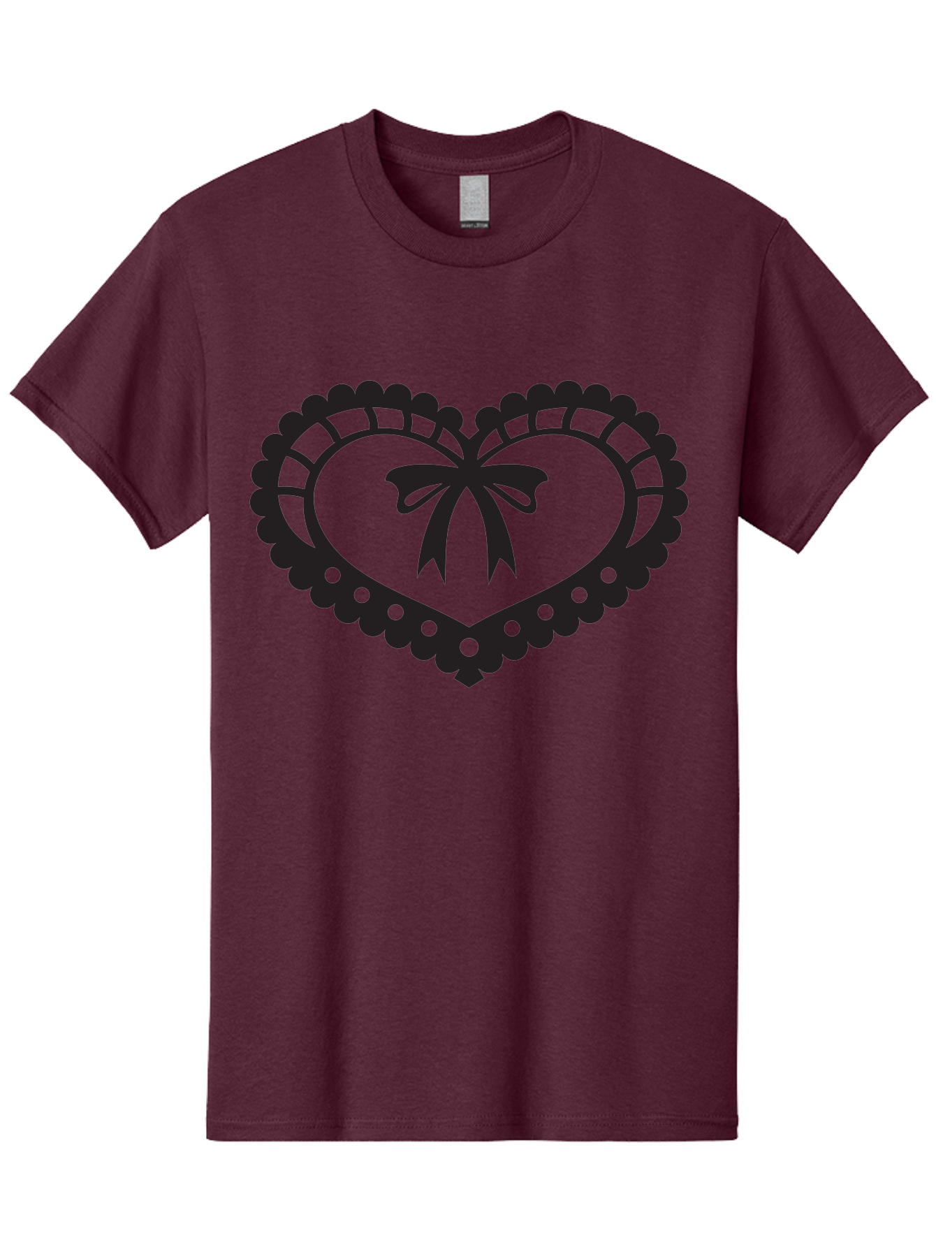 Heart-With-Bow-1 Men'S Graphic Tee, 100% Cotton, Comfortable Casual Summer Wear, Machine Washable, Heart Shape, Decorative Bow, Lace Details, Intricate Design, Love Symbol, Valentines Day, Heart Icon, Cute Graphic Aab278