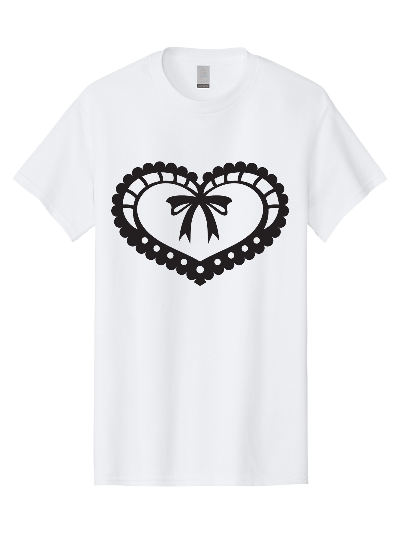 Heart-With-Bow-1 Men'S Graphic Tee, 100% Cotton, Comfortable Casual Summer Wear, Machine Washable, Heart Shape, Decorative Bow, Lace Details, Intricate Design, Love Symbol, Valentines Day, Heart Icon, Cute Graphic Aab278