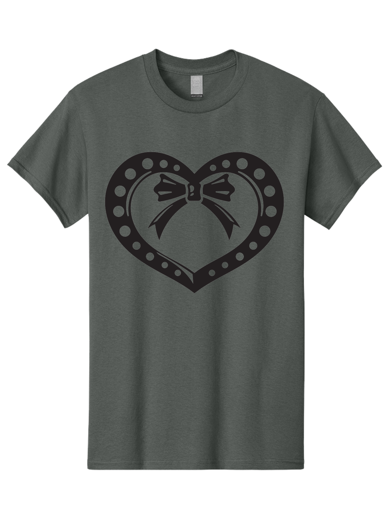 Heart-With-Bow Men'S Graphic Tee, 100% Cotton, Comfortable Casual Summer Wear, Machine Washable, Heart Shape, Bow Design, Polka Dots, Love Symbol, Romantic Gesture, Heartwarming, Cute Design, Heart Icon Aab279