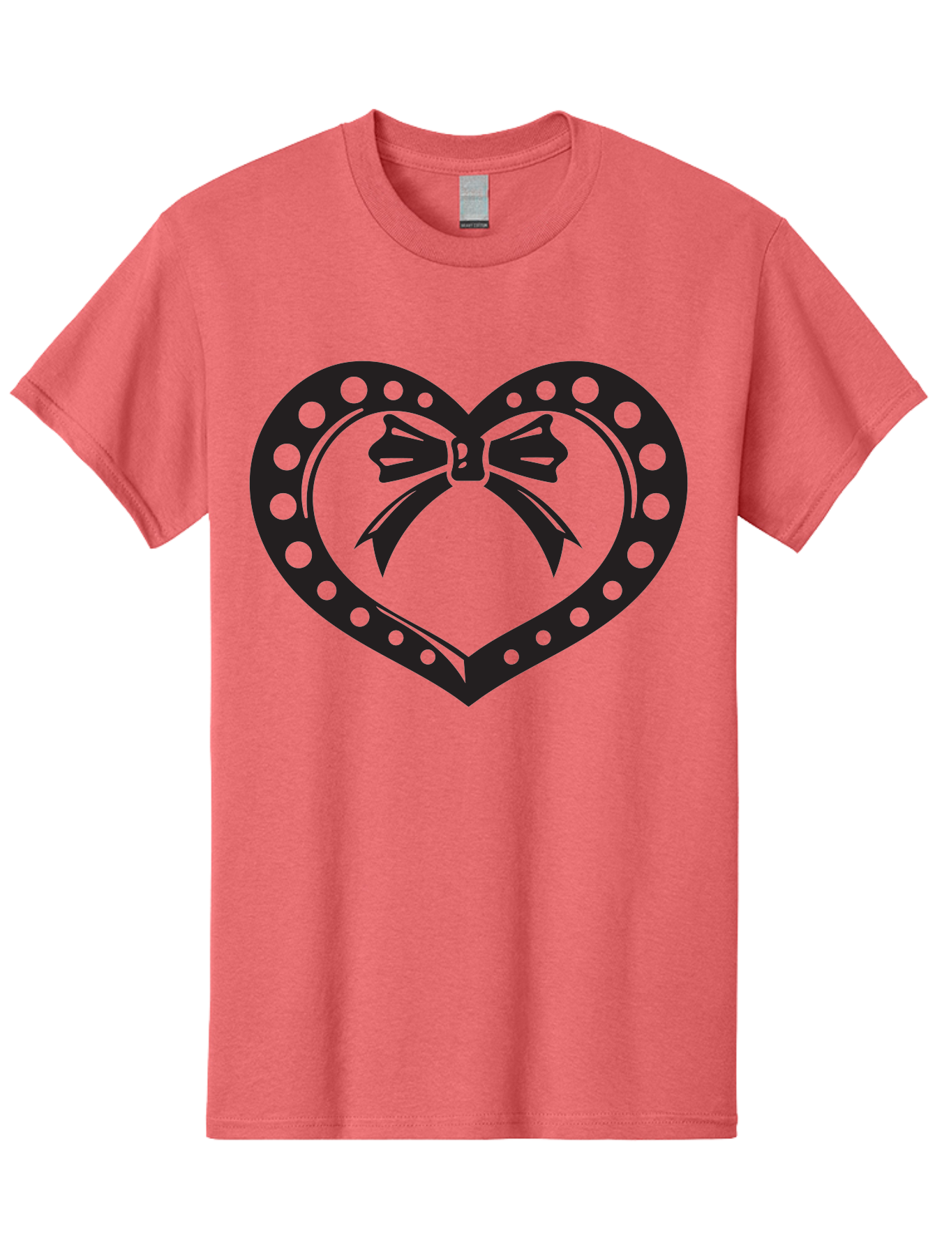 Heart-With-Bow Men'S Graphic Tee, 100% Cotton, Comfortable Casual Summer Wear, Machine Washable, Heart Shape, Bow Design, Polka Dots, Love Symbol, Romantic Gesture, Heartwarming, Cute Design, Heart Icon Aab279