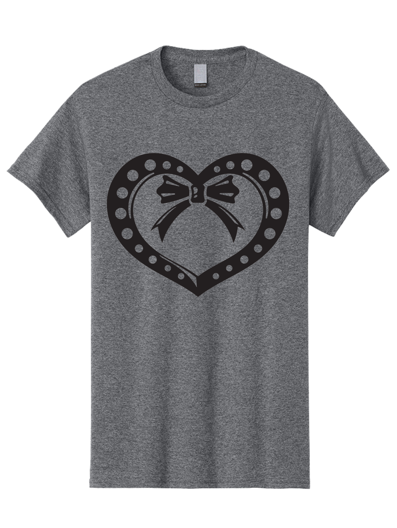 Heart-With-Bow Men'S Graphic Tee, 100% Cotton, Comfortable Casual Summer Wear, Machine Washable, Heart Shape, Bow Design, Polka Dots, Love Symbol, Romantic Gesture, Heartwarming, Cute Design, Heart Icon Aab279