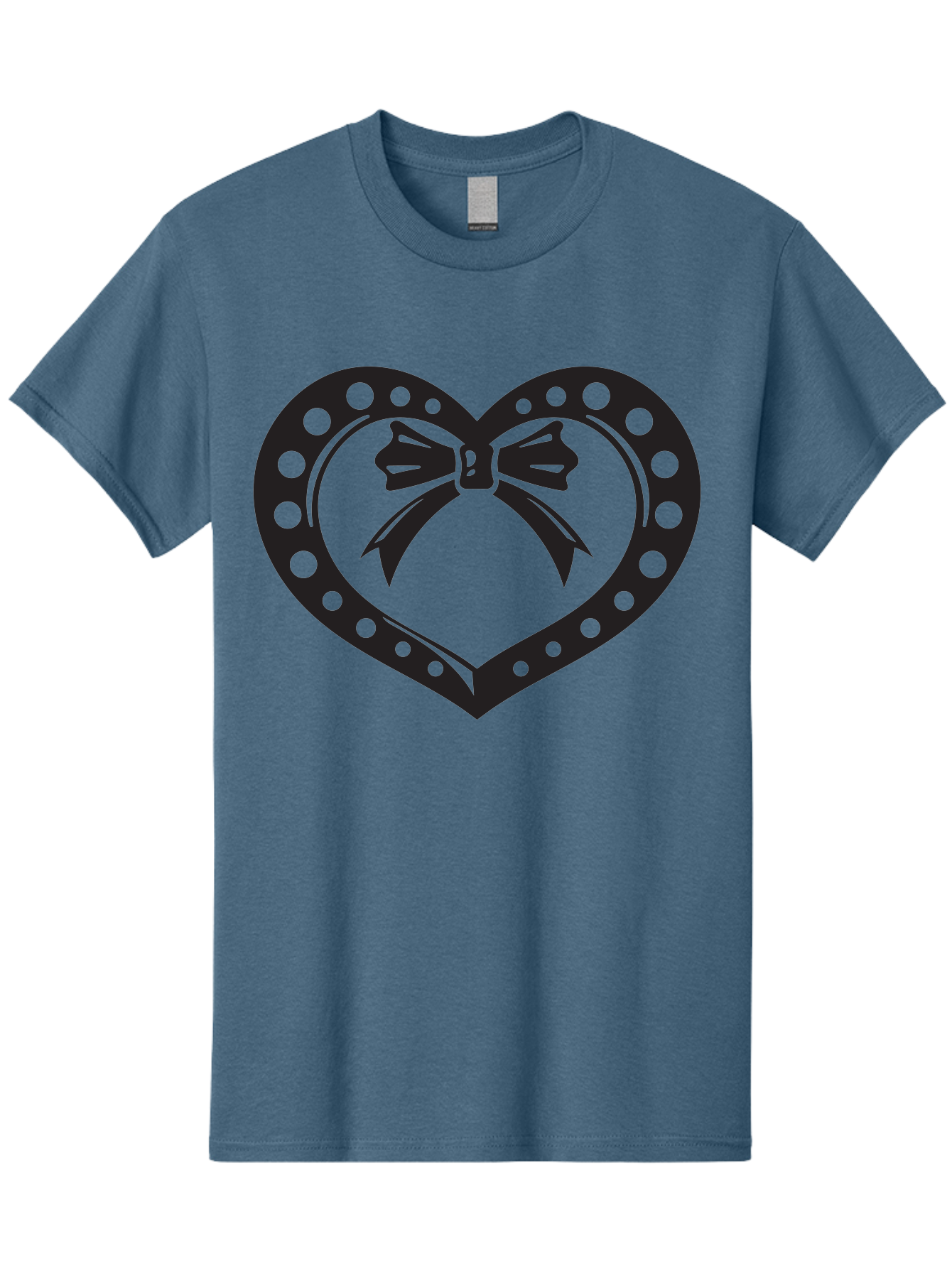 Heart-With-Bow Men'S Graphic Tee, 100% Cotton, Comfortable Casual Summer Wear, Machine Washable, Heart Shape, Bow Design, Polka Dots, Love Symbol, Romantic Gesture, Heartwarming, Cute Design, Heart Icon Aab279