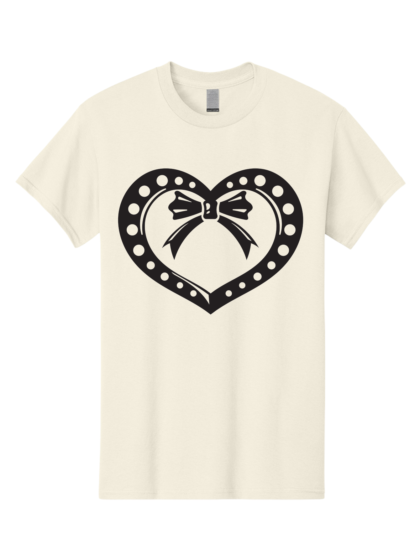 Heart-With-Bow Men'S Graphic Tee, 100% Cotton, Comfortable Casual Summer Wear, Machine Washable, Heart Shape, Bow Design, Polka Dots, Love Symbol, Romantic Gesture, Heartwarming, Cute Design, Heart Icon Aab279