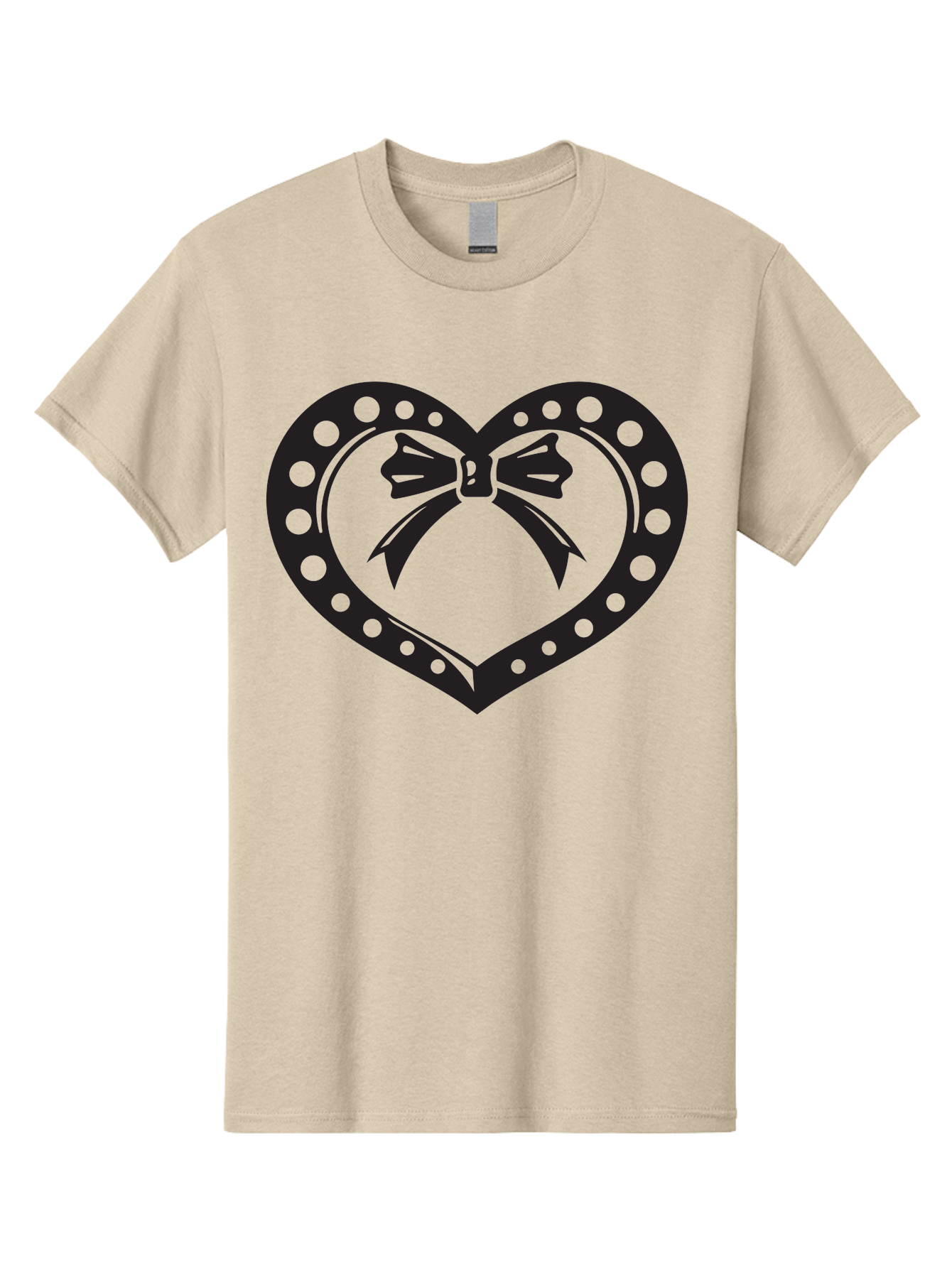 Heart-With-Bow Men'S Graphic Tee, 100% Cotton, Comfortable Casual Summer Wear, Machine Washable, Heart Shape, Bow Design, Polka Dots, Love Symbol, Romantic Gesture, Heartwarming, Cute Design, Heart Icon Aab279