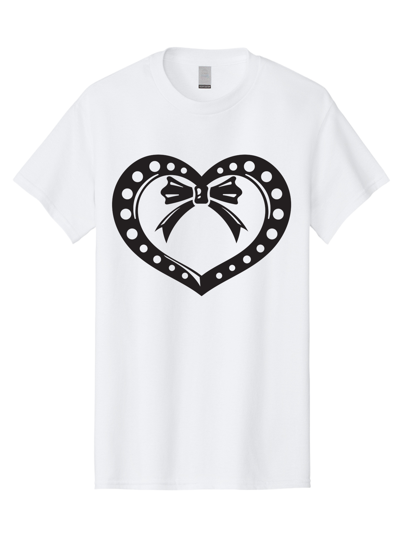 Heart-With-Bow Men'S Graphic Tee, 100% Cotton, Comfortable Casual Summer Wear, Machine Washable, Heart Shape, Bow Design, Polka Dots, Love Symbol, Romantic Gesture, Heartwarming, Cute Design, Heart Icon Aab279
