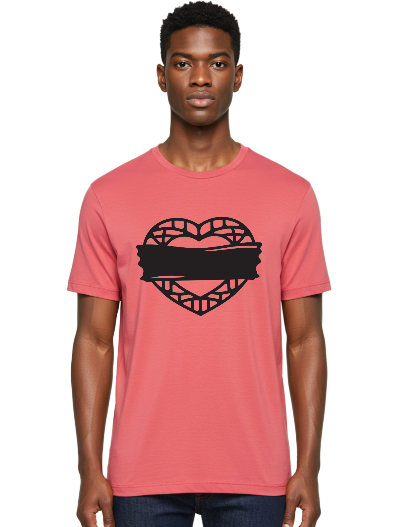 Heart-With-Duct-Tape Men'S Graphic Tee, 100% Cotton, Comfortable Casual Summer Wear, Machine Washable, Heart Shape, Intricate Design, Muzzled Heart, Love Symbol, Decorative Art, Symbolic Representation, Heart Pattern Aab281