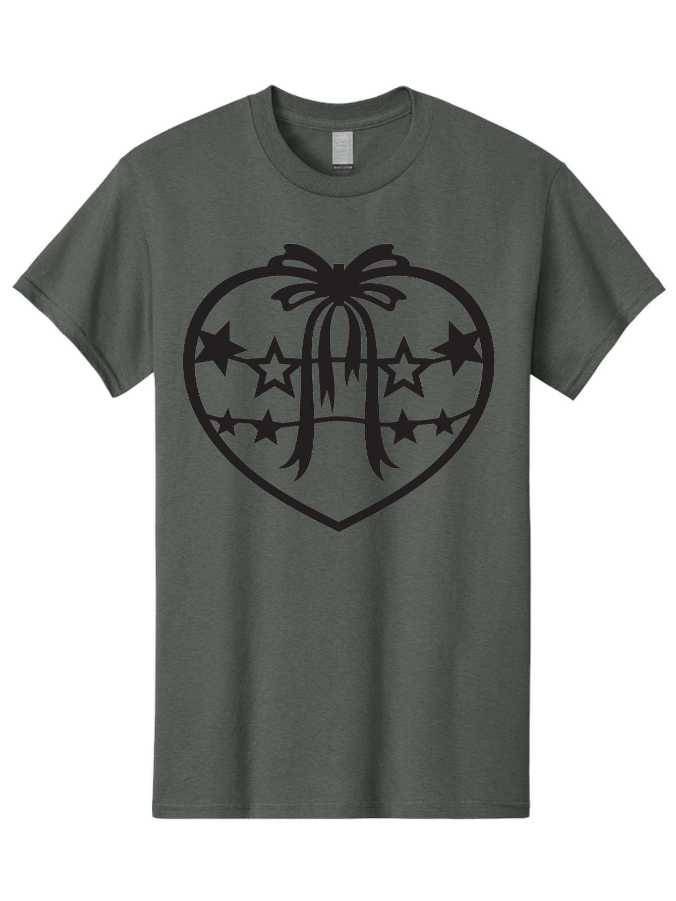 Heart-With-Ribbon-And-Stars Men'S Graphic Tee, 100% Cotton, Comfortable Casual Summer Wear, Machine Washable, Heart Shape, Stars, Ribbon Bow, Love Symbol, Heart Design, Celestial Theme, Starry Night, Heart Graphic, Ribbon, Abstract Art Aab283