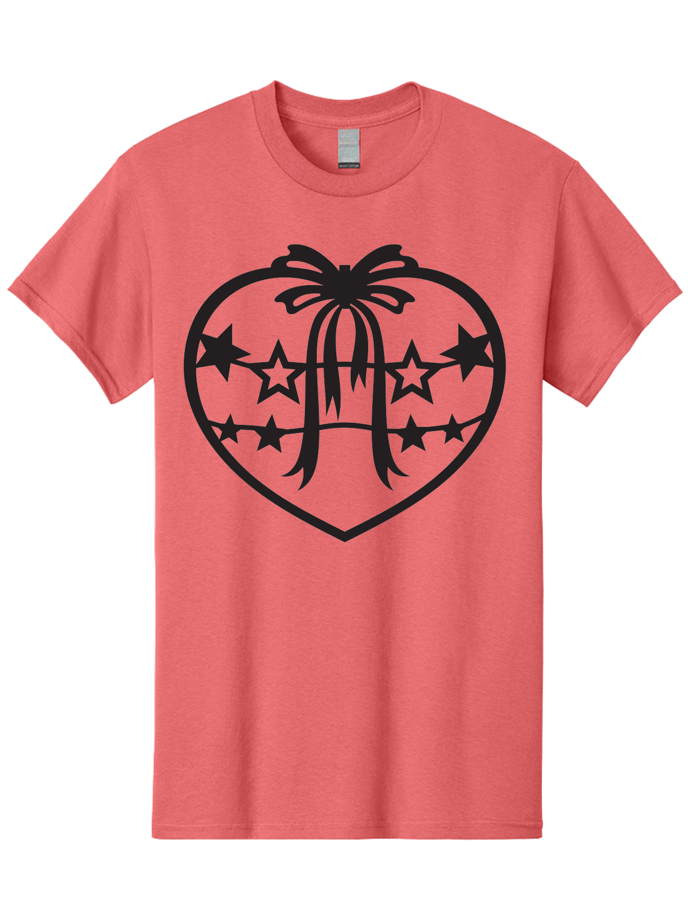 Heart-With-Ribbon-And-Stars Men'S Graphic Tee, 100% Cotton, Comfortable Casual Summer Wear, Machine Washable, Heart Shape, Stars, Ribbon Bow, Love Symbol, Heart Design, Celestial Theme, Starry Night, Heart Graphic, Ribbon, Abstract Art Aab283
