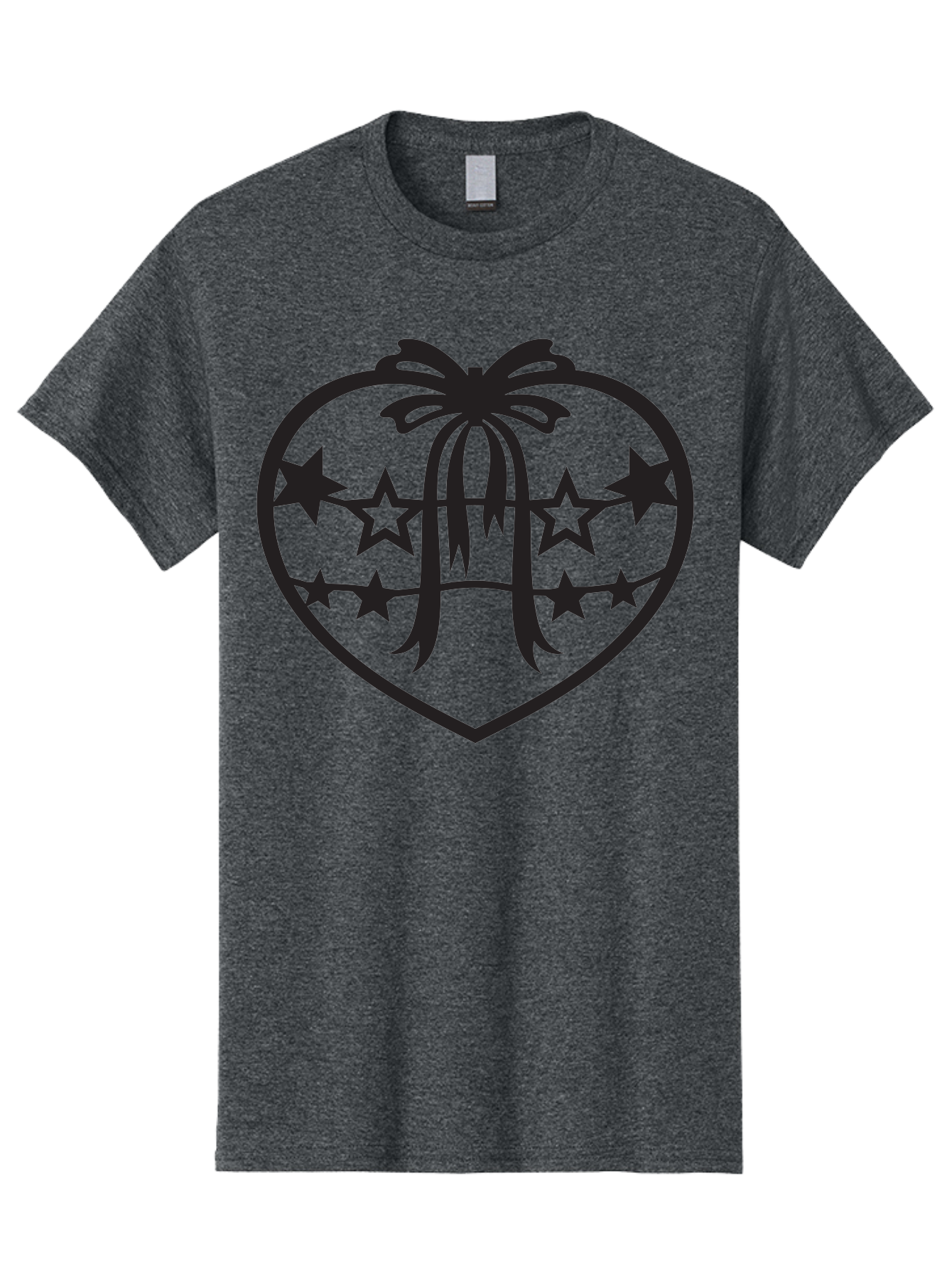 Heart-With-Ribbon-And-Stars Men'S Graphic Tee, 100% Cotton, Comfortable Casual Summer Wear, Machine Washable, Heart Shape, Stars, Ribbon Bow, Love Symbol, Heart Design, Celestial Theme, Starry Night, Heart Graphic, Ribbon, Abstract Art Aab283