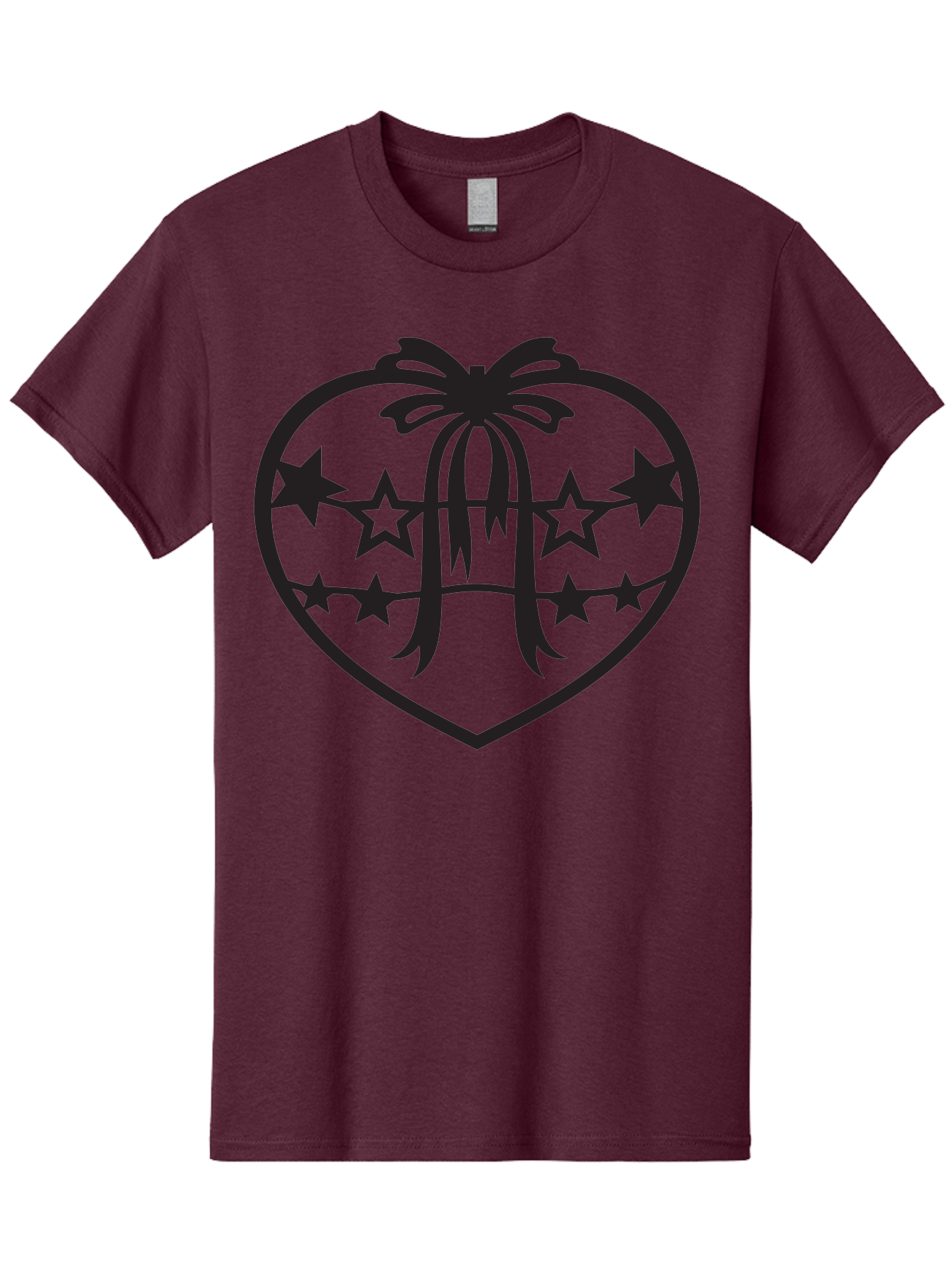 Heart-With-Ribbon-And-Stars Men'S Graphic Tee, 100% Cotton, Comfortable Casual Summer Wear, Machine Washable, Heart Shape, Stars, Ribbon Bow, Love Symbol, Heart Design, Celestial Theme, Starry Night, Heart Graphic, Ribbon, Abstract Art Aab283