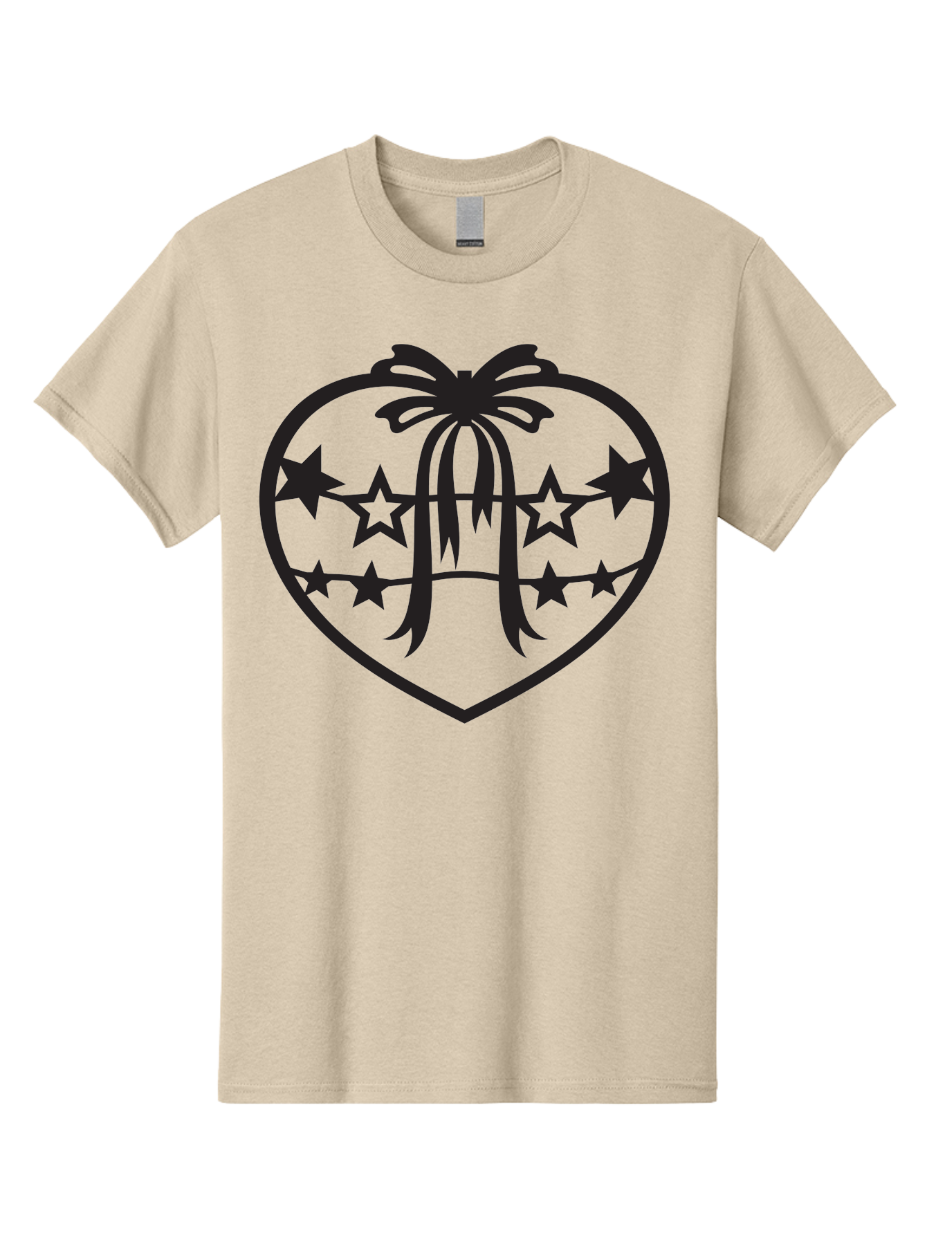 Heart-With-Ribbon-And-Stars Men'S Graphic Tee, 100% Cotton, Comfortable Casual Summer Wear, Machine Washable, Heart Shape, Stars, Ribbon Bow, Love Symbol, Heart Design, Celestial Theme, Starry Night, Heart Graphic, Ribbon, Abstract Art Aab283