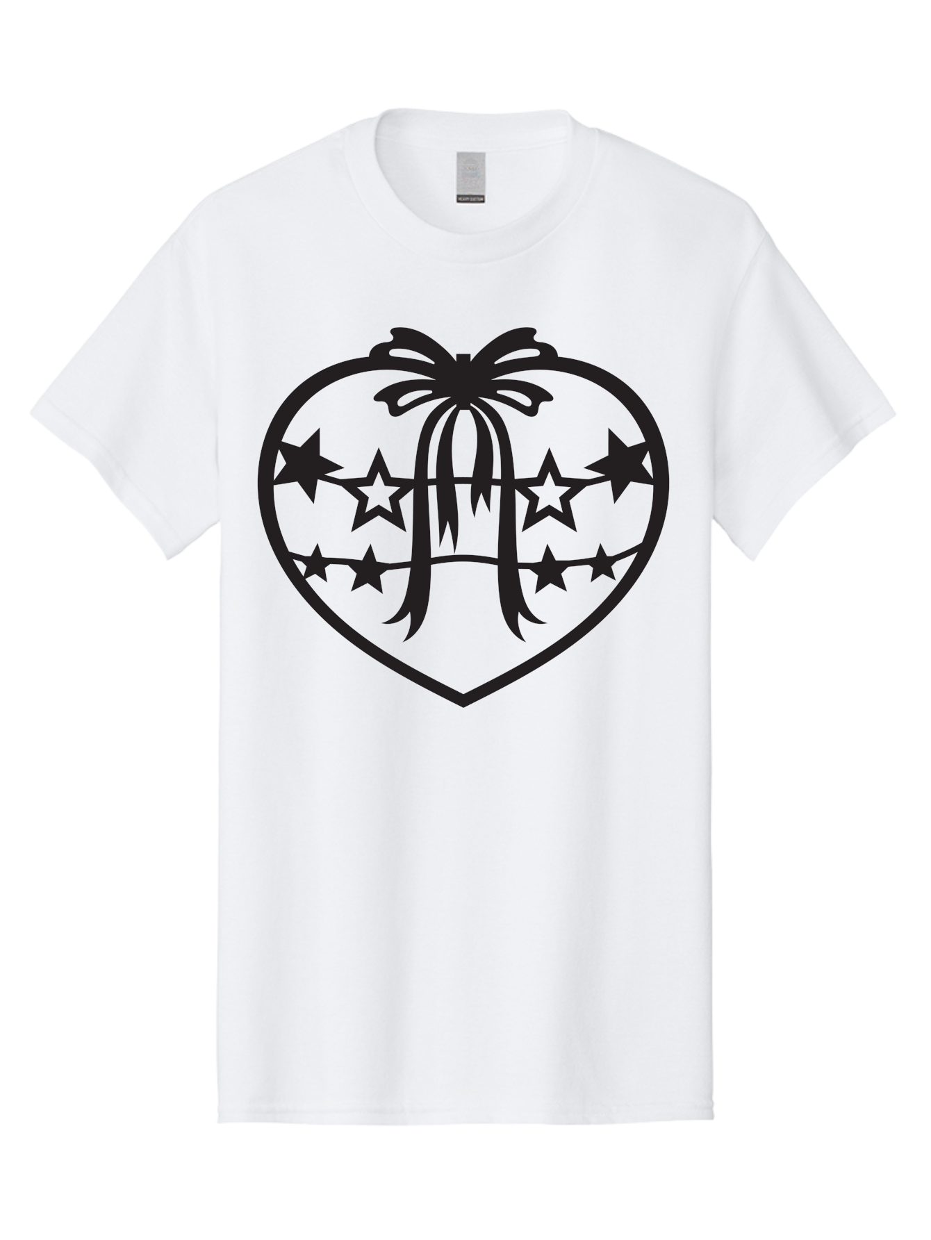 Heart-With-Ribbon-And-Stars Men'S Graphic Tee, 100% Cotton, Comfortable Casual Summer Wear, Machine Washable, Heart Shape, Stars, Ribbon Bow, Love Symbol, Heart Design, Celestial Theme, Starry Night, Heart Graphic, Ribbon, Abstract Art Aab283