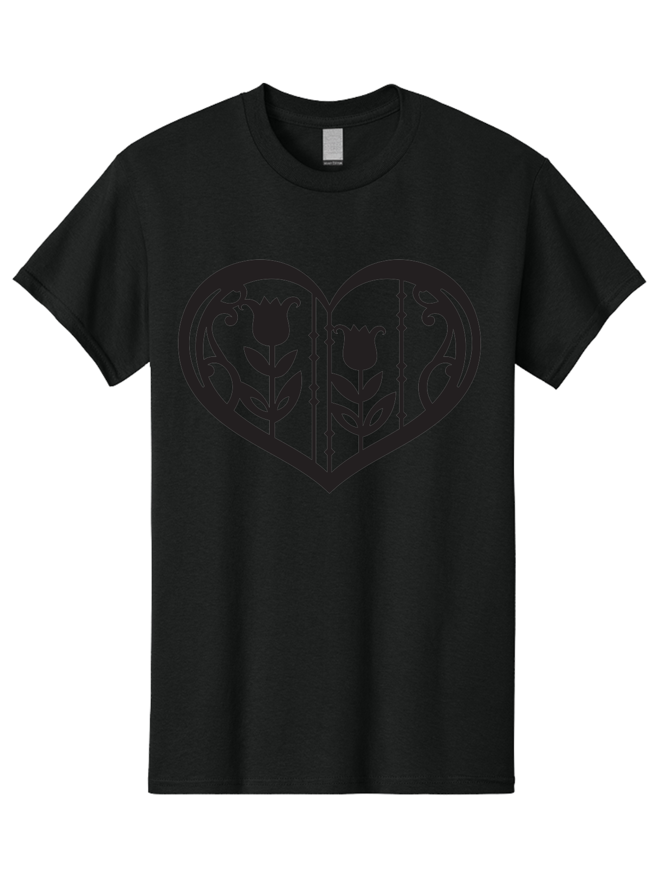 Heart-With-Tulips Men'S Graphic Tee, 100% Cotton, Comfortable Casual Summer Wear, Machine Washable, Tulip Design, Heart Shape, Floral Pattern, Love Symbol, Decorative Art, Valentine'S Theme, Beautiful Flowers Aab285