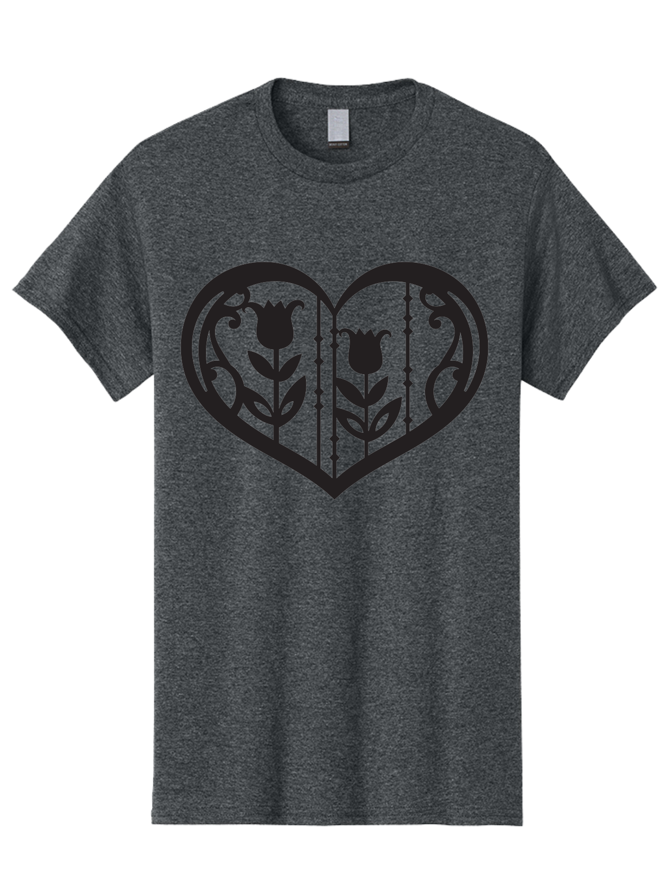 Heart-With-Tulips Men'S Graphic Tee, 100% Cotton, Comfortable Casual Summer Wear, Machine Washable, Tulip Design, Heart Shape, Floral Pattern, Love Symbol, Decorative Art, Valentine'S Theme, Beautiful Flowers Aab285