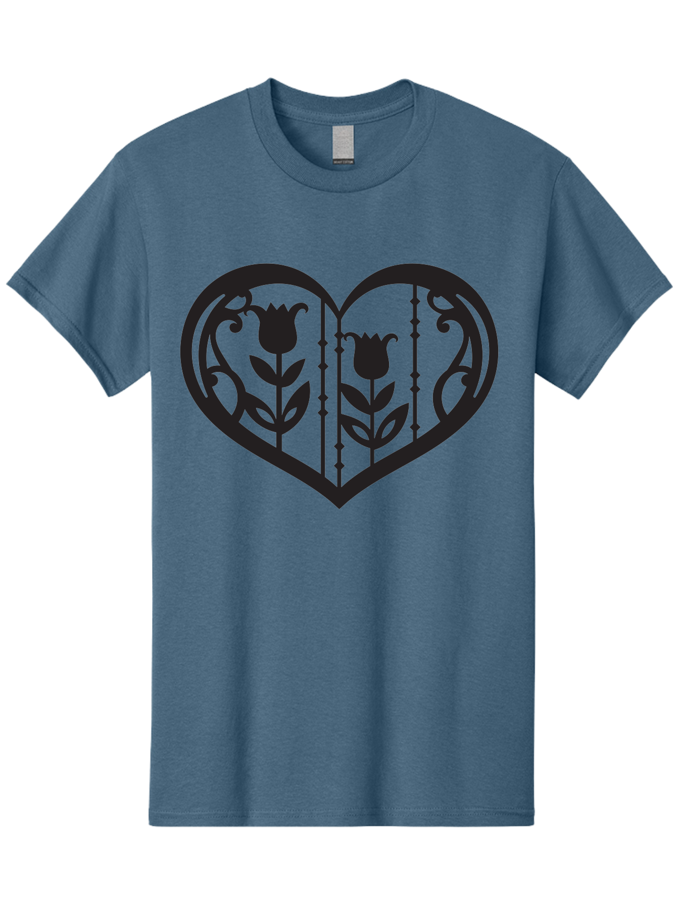 Heart-With-Tulips Men'S Graphic Tee, 100% Cotton, Comfortable Casual Summer Wear, Machine Washable, Tulip Design, Heart Shape, Floral Pattern, Love Symbol, Decorative Art, Valentine'S Theme, Beautiful Flowers Aab285