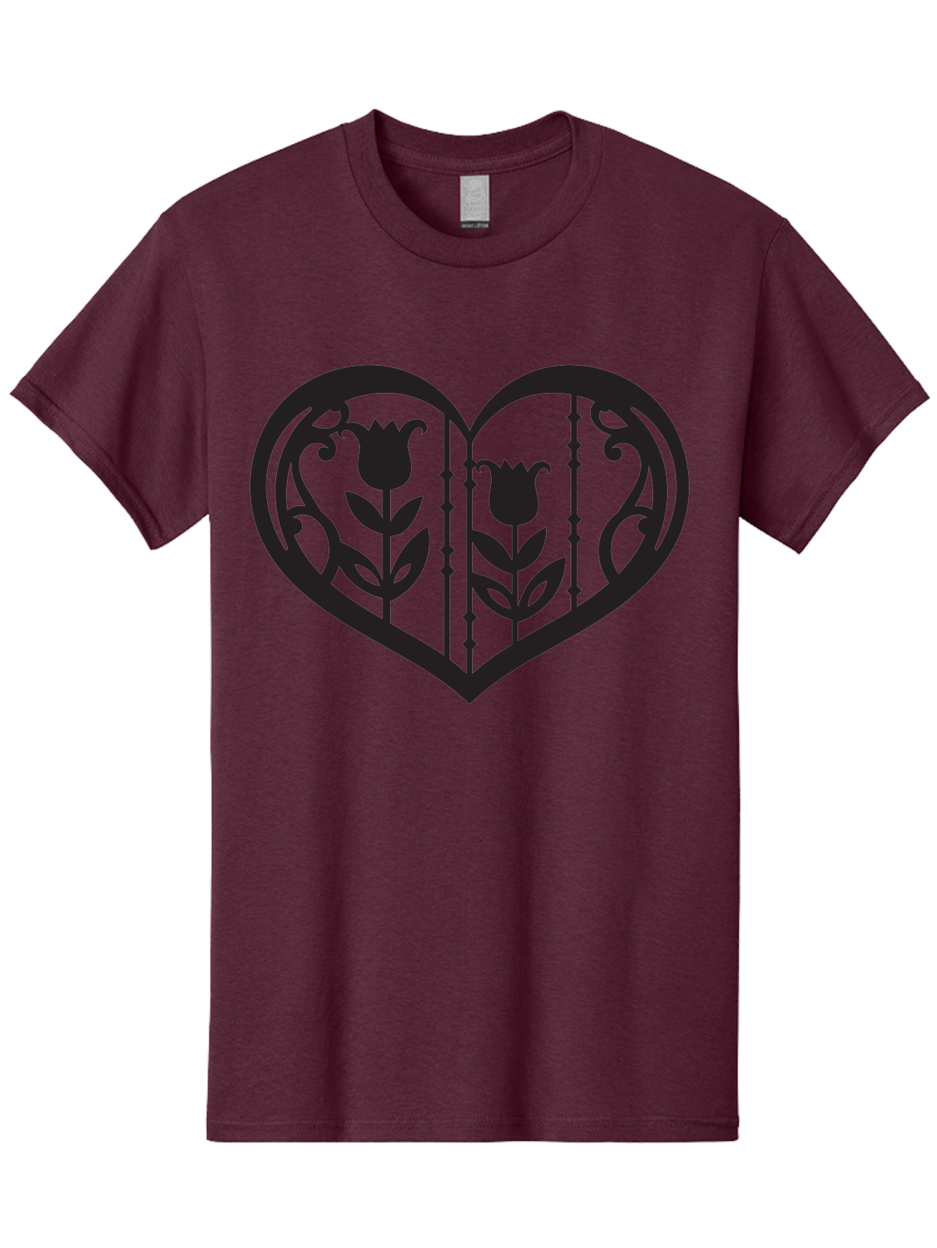 Heart-With-Tulips Men'S Graphic Tee, 100% Cotton, Comfortable Casual Summer Wear, Machine Washable, Tulip Design, Heart Shape, Floral Pattern, Love Symbol, Decorative Art, Valentine'S Theme, Beautiful Flowers Aab285