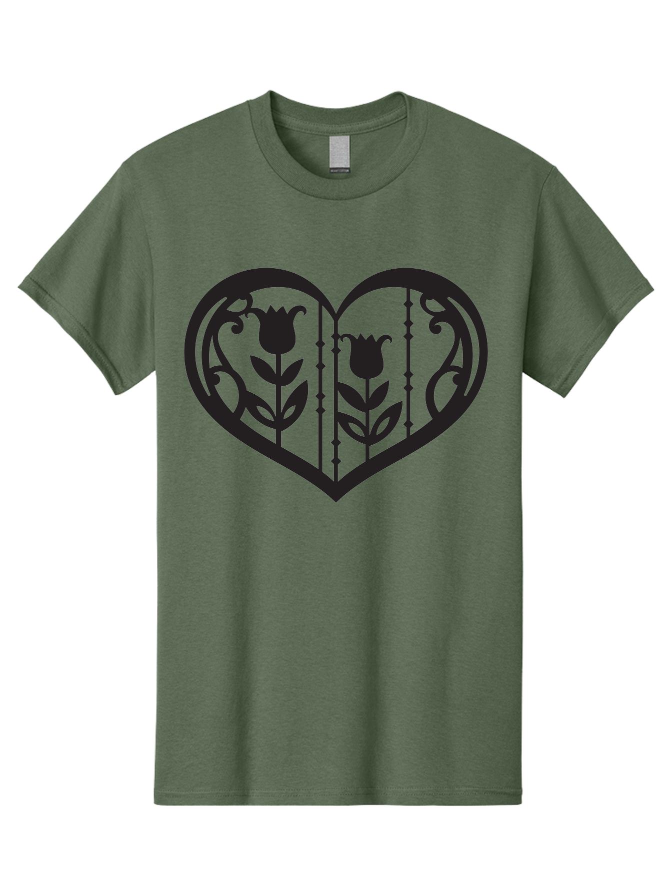 Heart-With-Tulips Men'S Graphic Tee, 100% Cotton, Comfortable Casual Summer Wear, Machine Washable, Tulip Design, Heart Shape, Floral Pattern, Love Symbol, Decorative Art, Valentine'S Theme, Beautiful Flowers Aab285