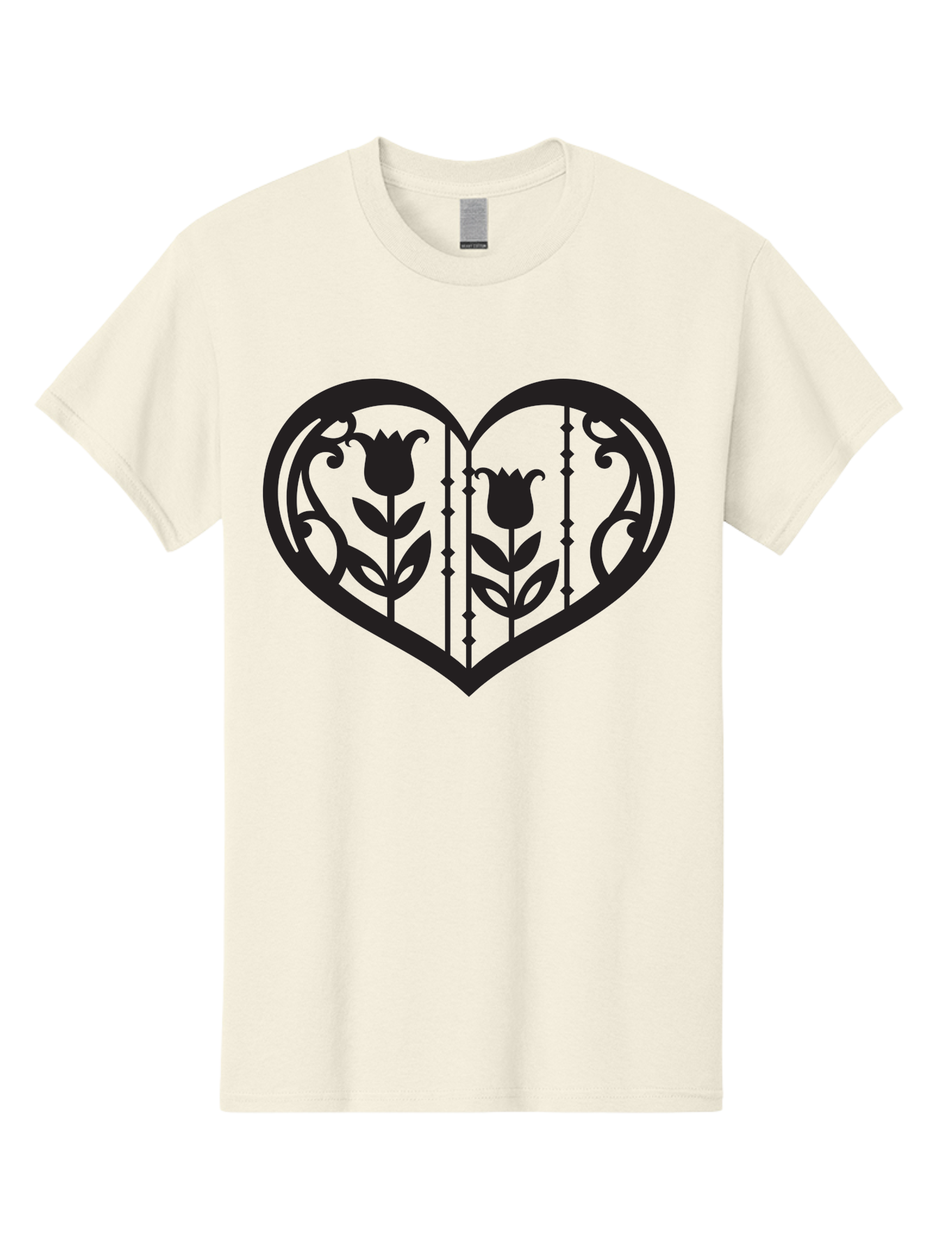 Heart-With-Tulips Men'S Graphic Tee, 100% Cotton, Comfortable Casual Summer Wear, Machine Washable, Tulip Design, Heart Shape, Floral Pattern, Love Symbol, Decorative Art, Valentine'S Theme, Beautiful Flowers Aab285