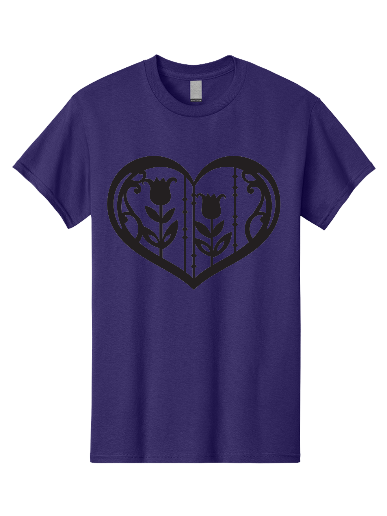 Heart-With-Tulips Men'S Graphic Tee, 100% Cotton, Comfortable Casual Summer Wear, Machine Washable, Tulip Design, Heart Shape, Floral Pattern, Love Symbol, Decorative Art, Valentine'S Theme, Beautiful Flowers Aab285