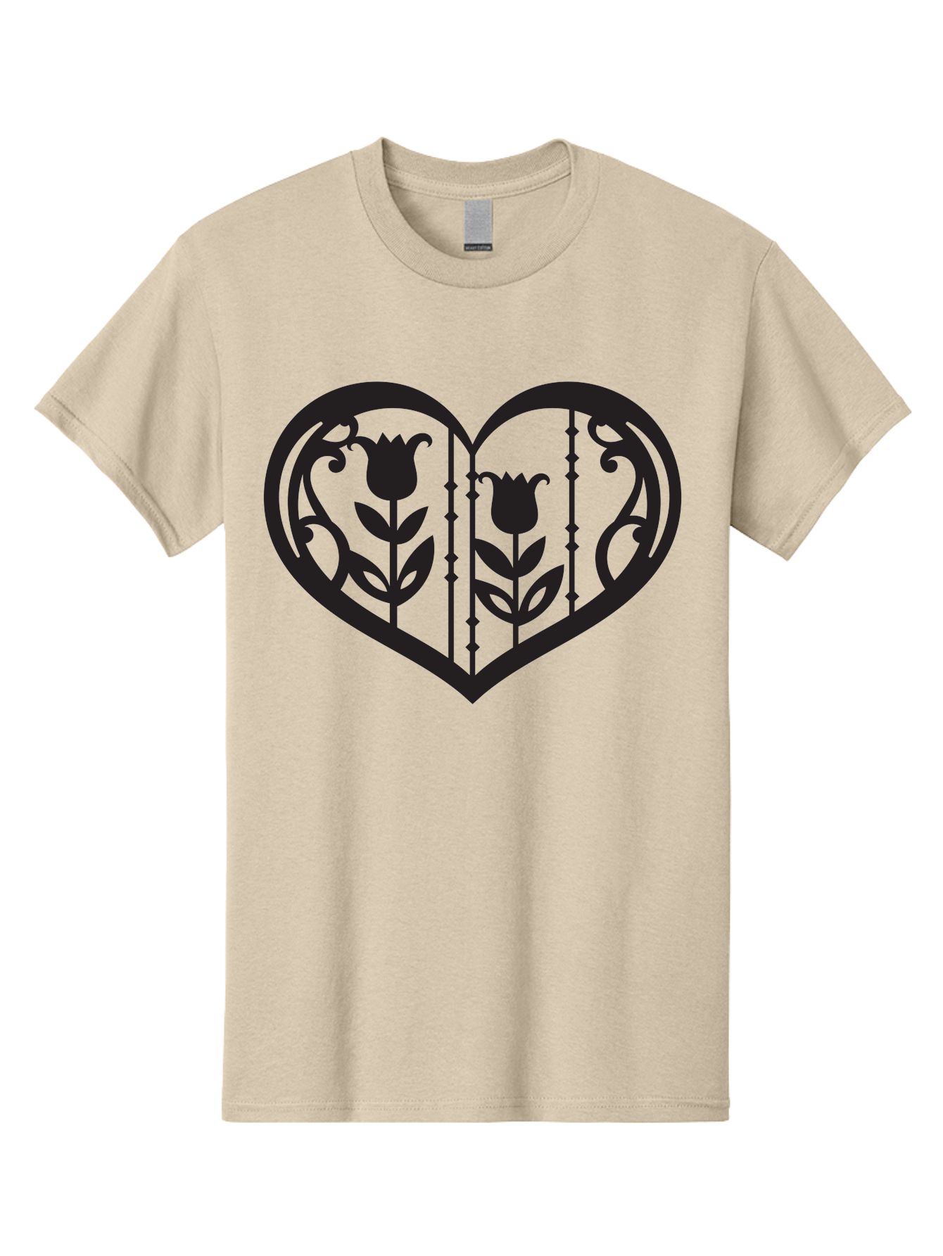 Heart-With-Tulips Men'S Graphic Tee, 100% Cotton, Comfortable Casual Summer Wear, Machine Washable, Tulip Design, Heart Shape, Floral Pattern, Love Symbol, Decorative Art, Valentine'S Theme, Beautiful Flowers Aab285