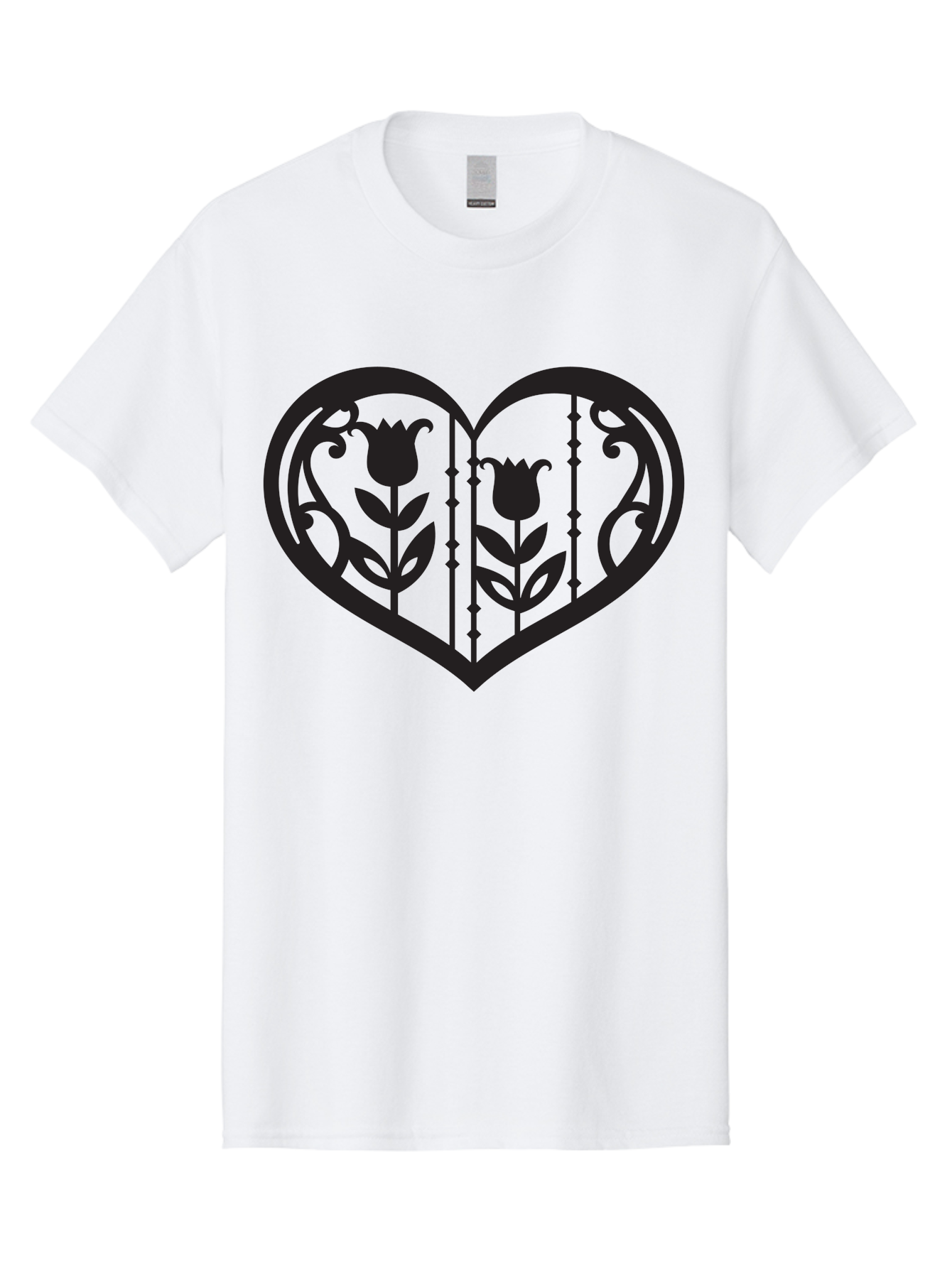 Heart-With-Tulips Men'S Graphic Tee, 100% Cotton, Comfortable Casual Summer Wear, Machine Washable, Tulip Design, Heart Shape, Floral Pattern, Love Symbol, Decorative Art, Valentine'S Theme, Beautiful Flowers Aab285