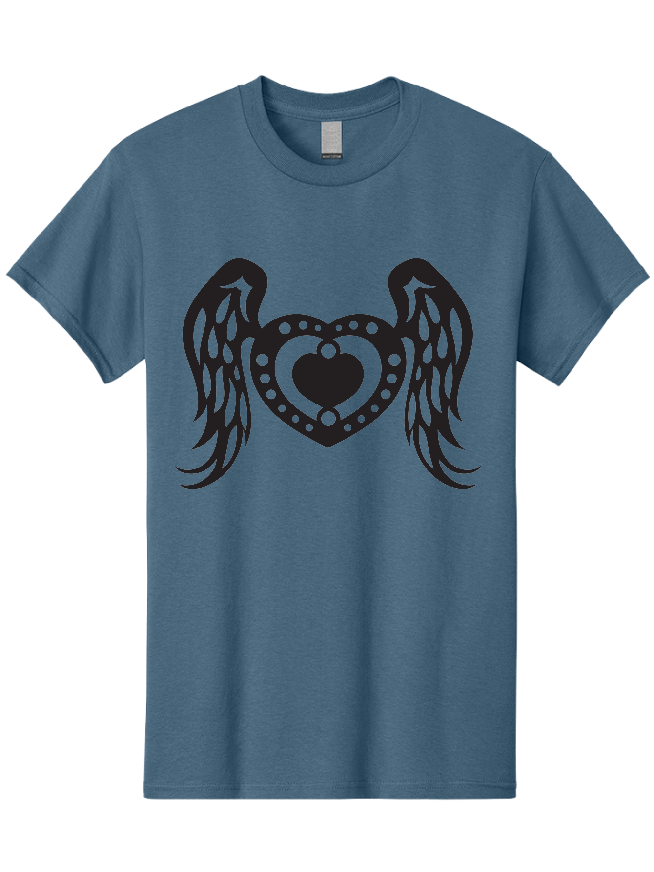 Heart-With-Wings Men'S Graphic Tee, 100% Cotton, Comfortable Casual Summer Wear, Machine Washable, Heart With Wings, Decorative Heart Design, Symbolic Heart Art, Winged Heart Illustration, Love Symbol, Heart Icon, Angel Wings, Aab287