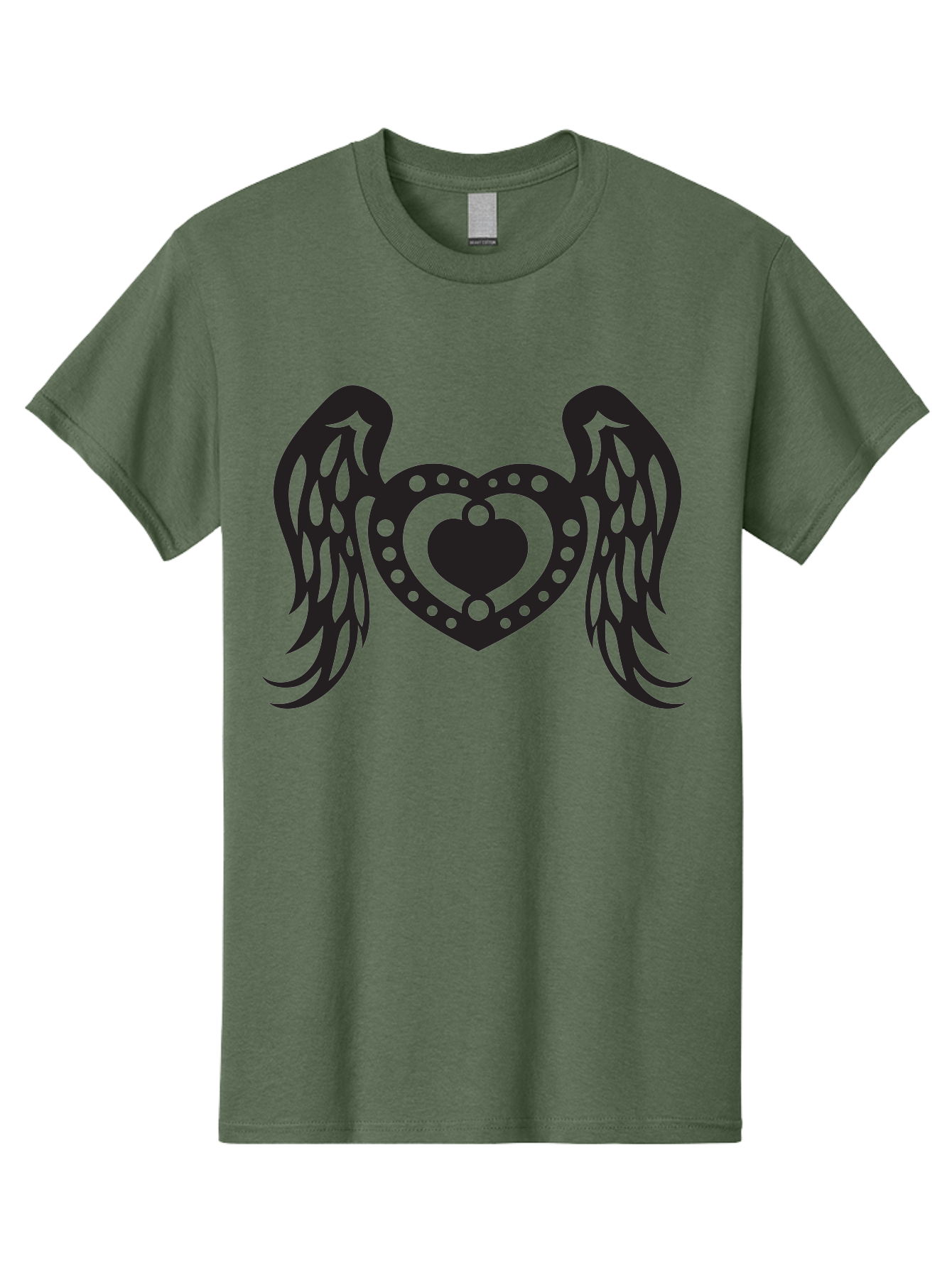 Heart-With-Wings Men'S Graphic Tee, 100% Cotton, Comfortable Casual Summer Wear, Machine Washable, Heart With Wings, Decorative Heart Design, Symbolic Heart Art, Winged Heart Illustration, Love Symbol, Heart Icon, Angel Wings, Aab287